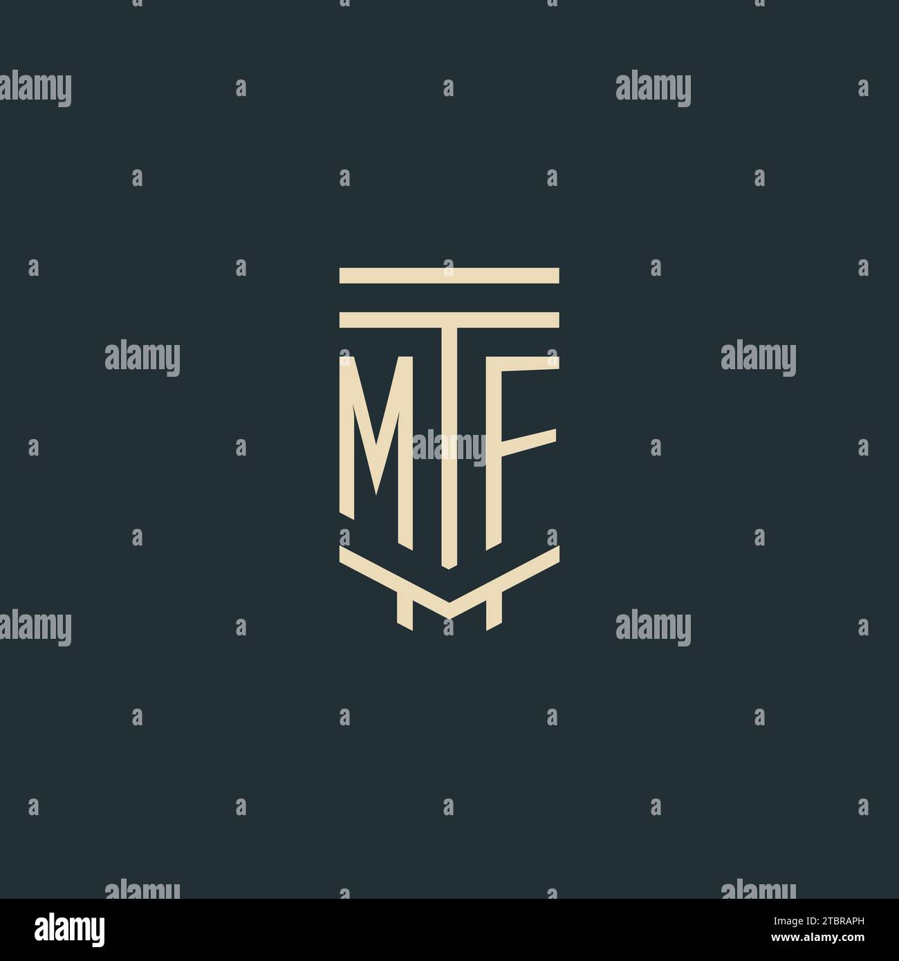 MF initial monogram with simple line art pillar logo design ideas Stock Vector