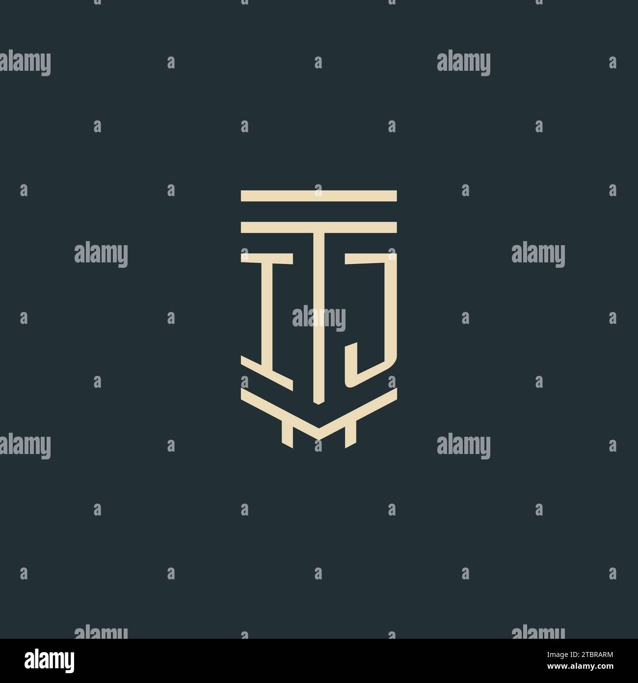 IJ initial monogram with simple line art pillar logo design ideas Stock Vector