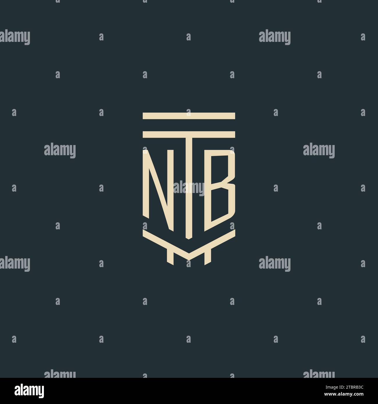 NB initial monogram with simple line art pillar logo design ideas Stock ...