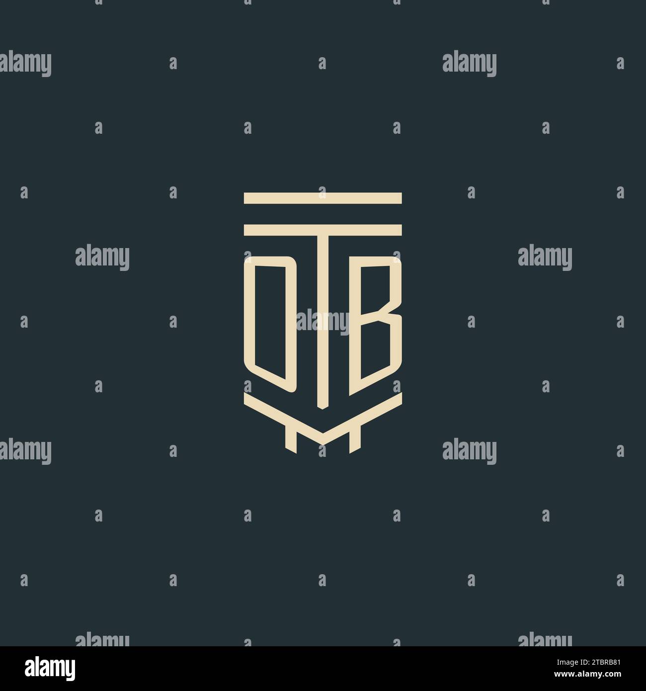 OB initial monogram with simple line art pillar logo design ideas Stock Vector