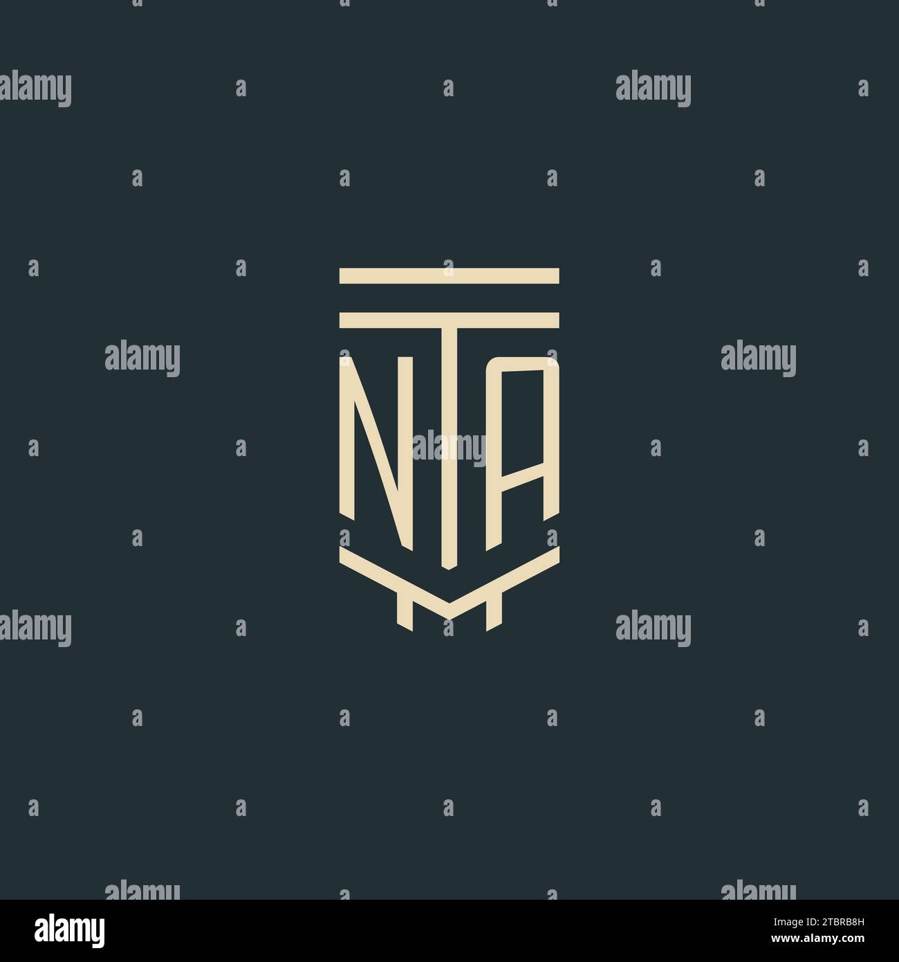 NA initial monogram with simple line art pillar logo design ideas Stock Vector