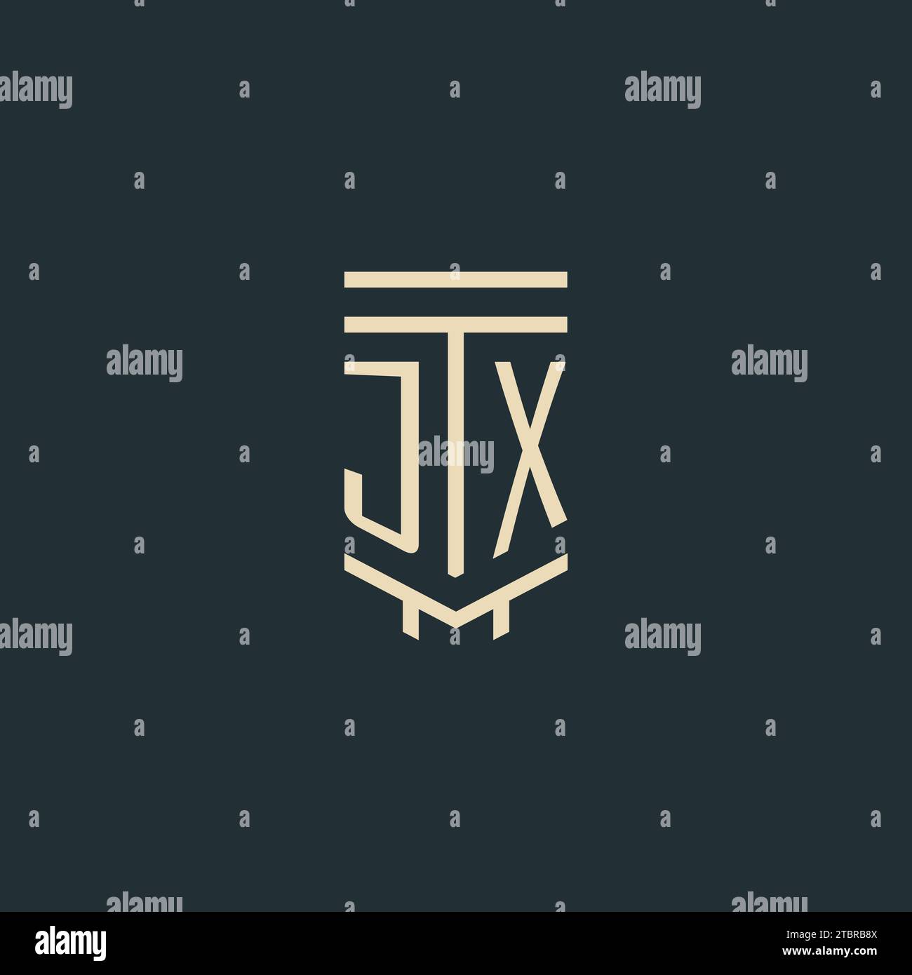 JX initial monogram with simple line art pillar logo design ideas Stock Vector