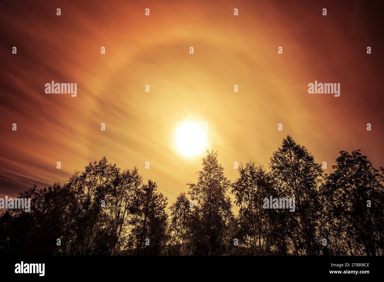 Halo light effect around the sun Stock Photo Alamy