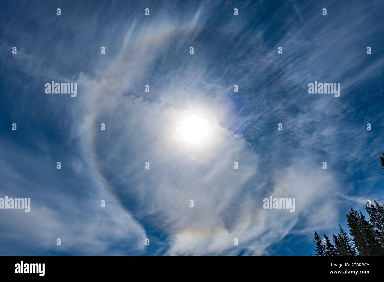 Halo light effect around the sun Stock Photo Alamy