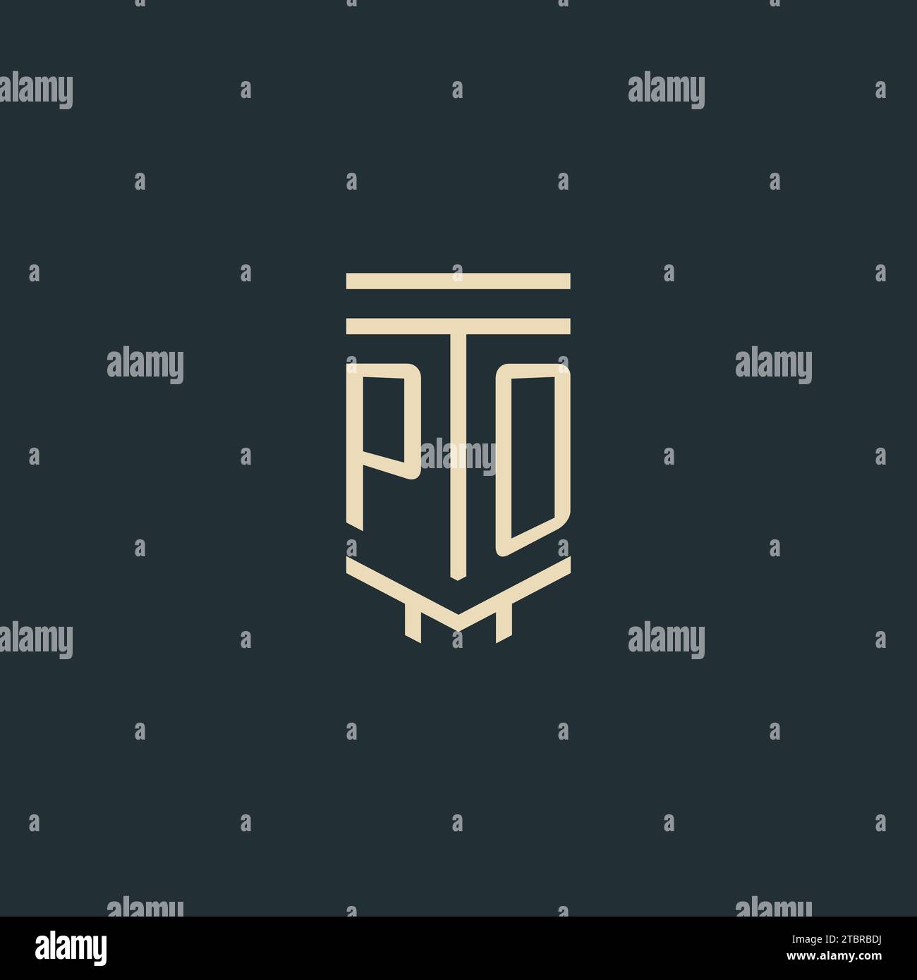 PO initial monogram with simple line art pillar logo design ideas Stock Vector