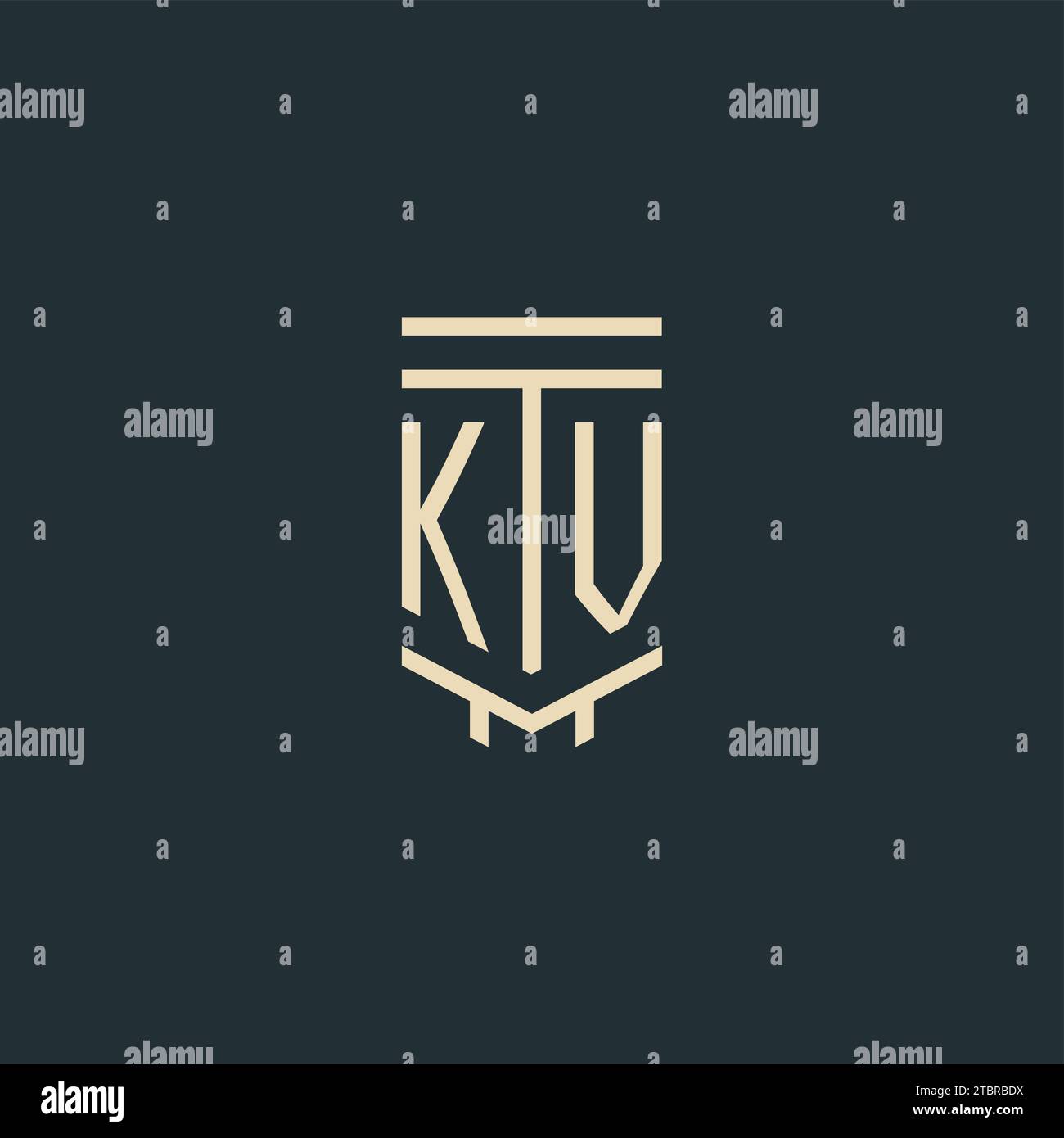 KV initial monogram with simple line art pillar logo design ideas Stock ...