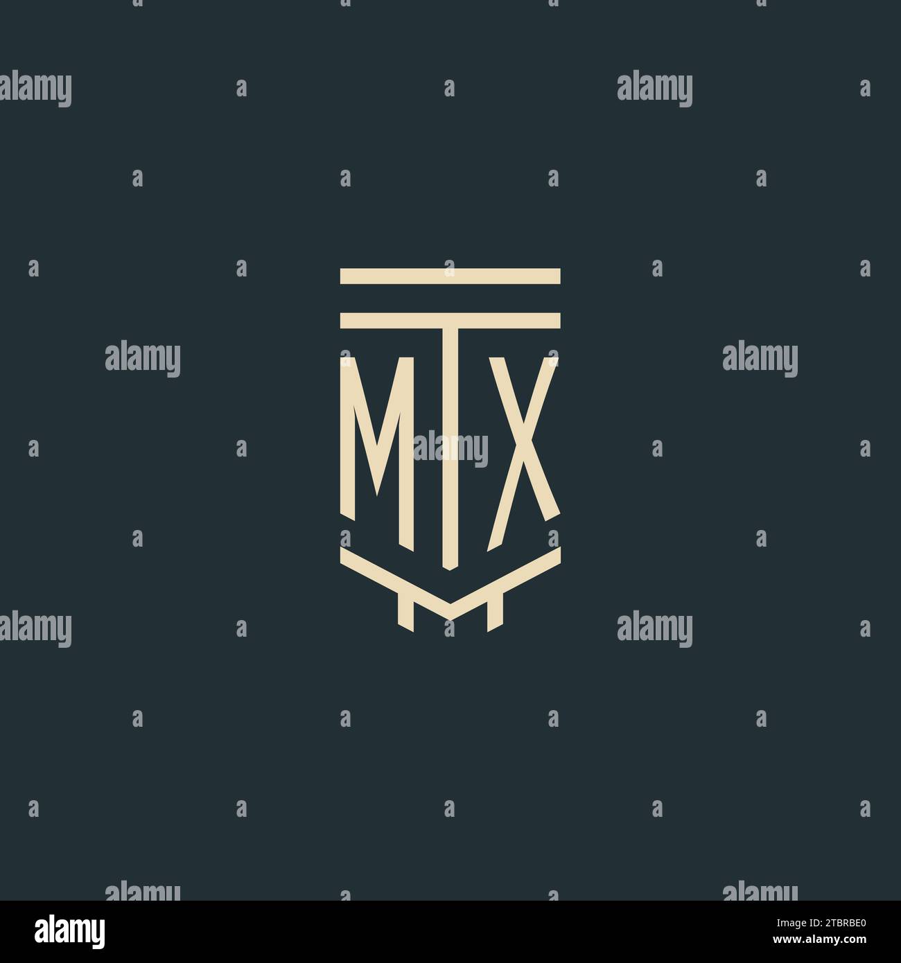 MX initial monogram with simple line art pillar logo design ideas Stock Vector