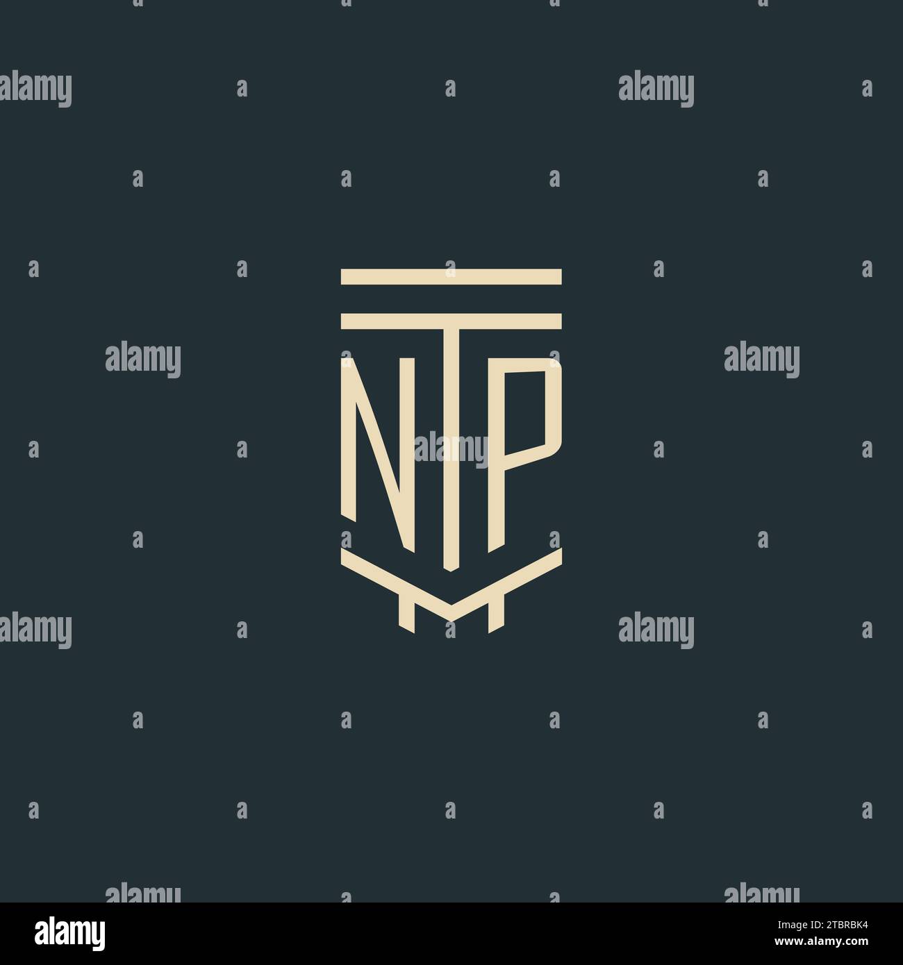 NP initial monogram with simple line art pillar logo design ideas Stock Vector