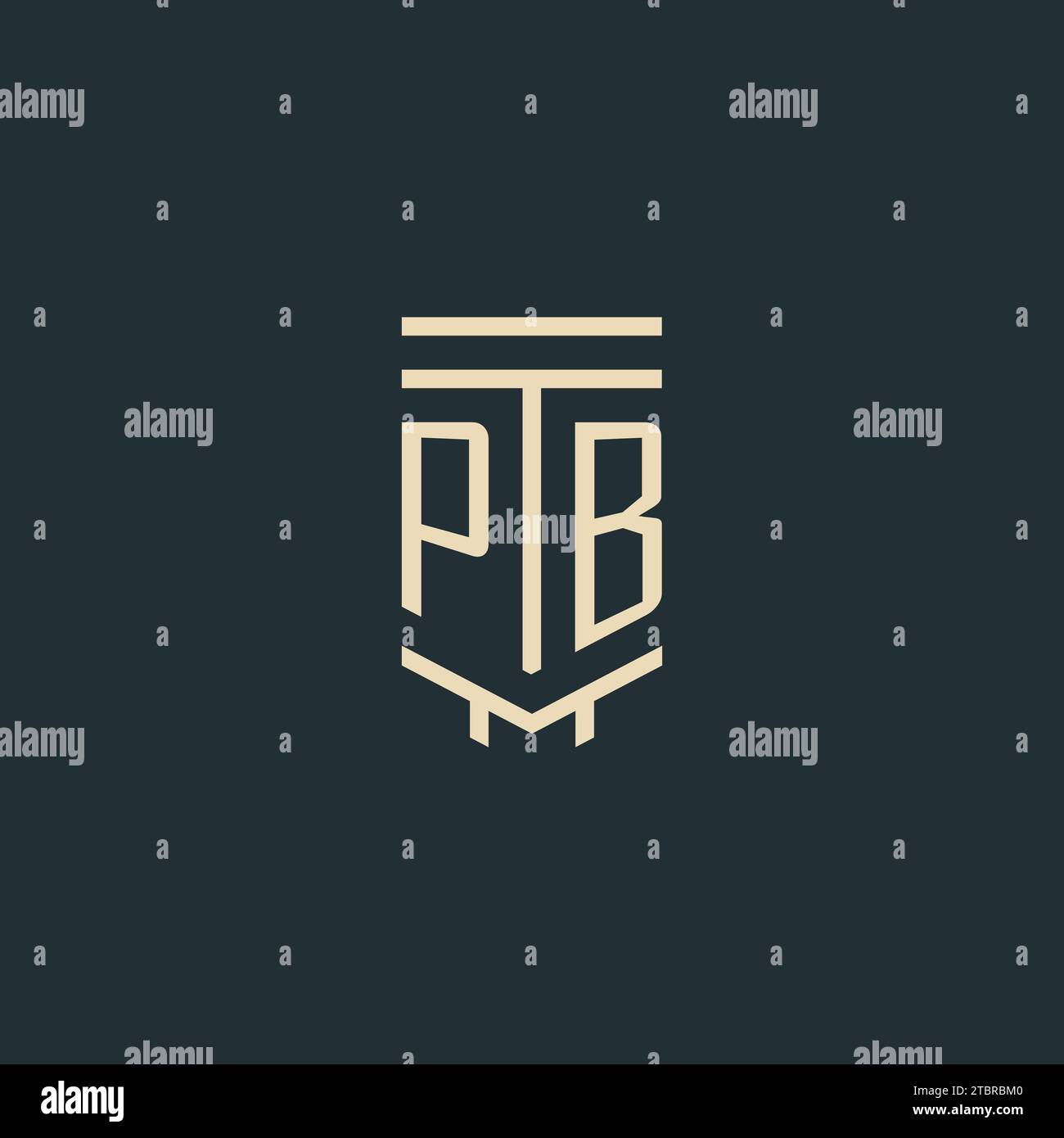 PB initial monogram with simple line art pillar logo design ideas Stock Vector