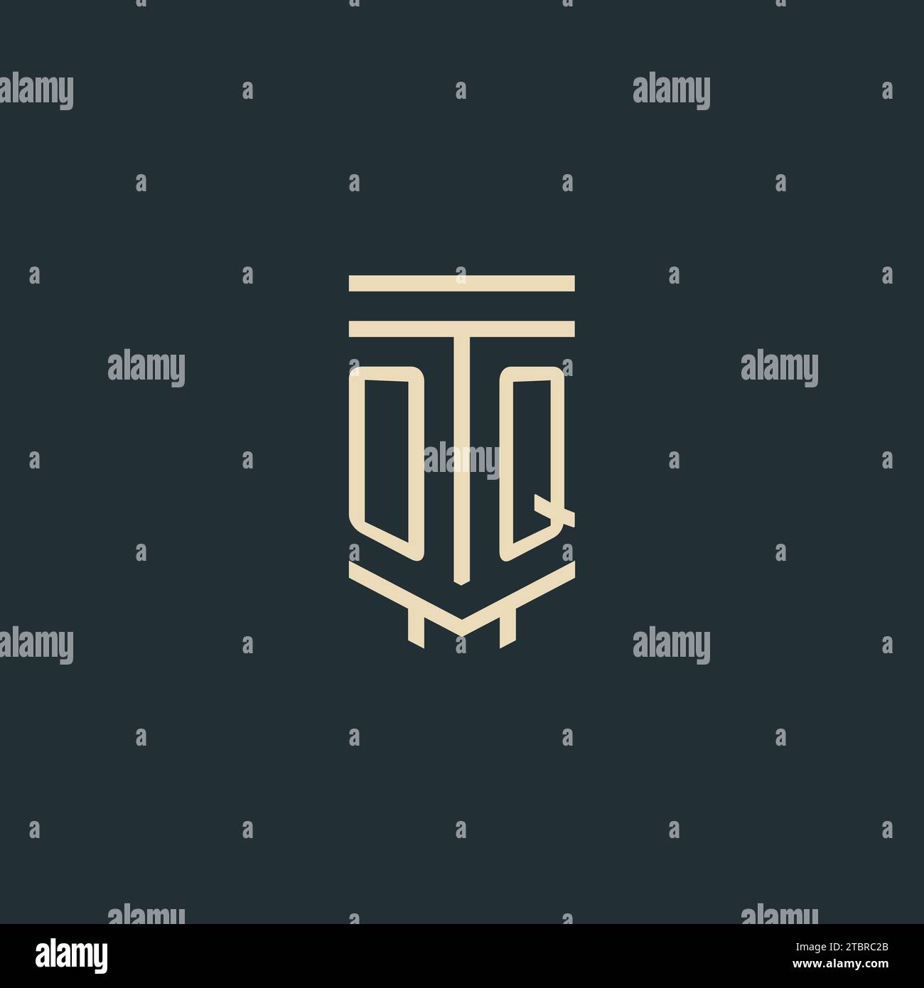 OQ initial monogram with simple line art pillar logo design ideas Stock Vector