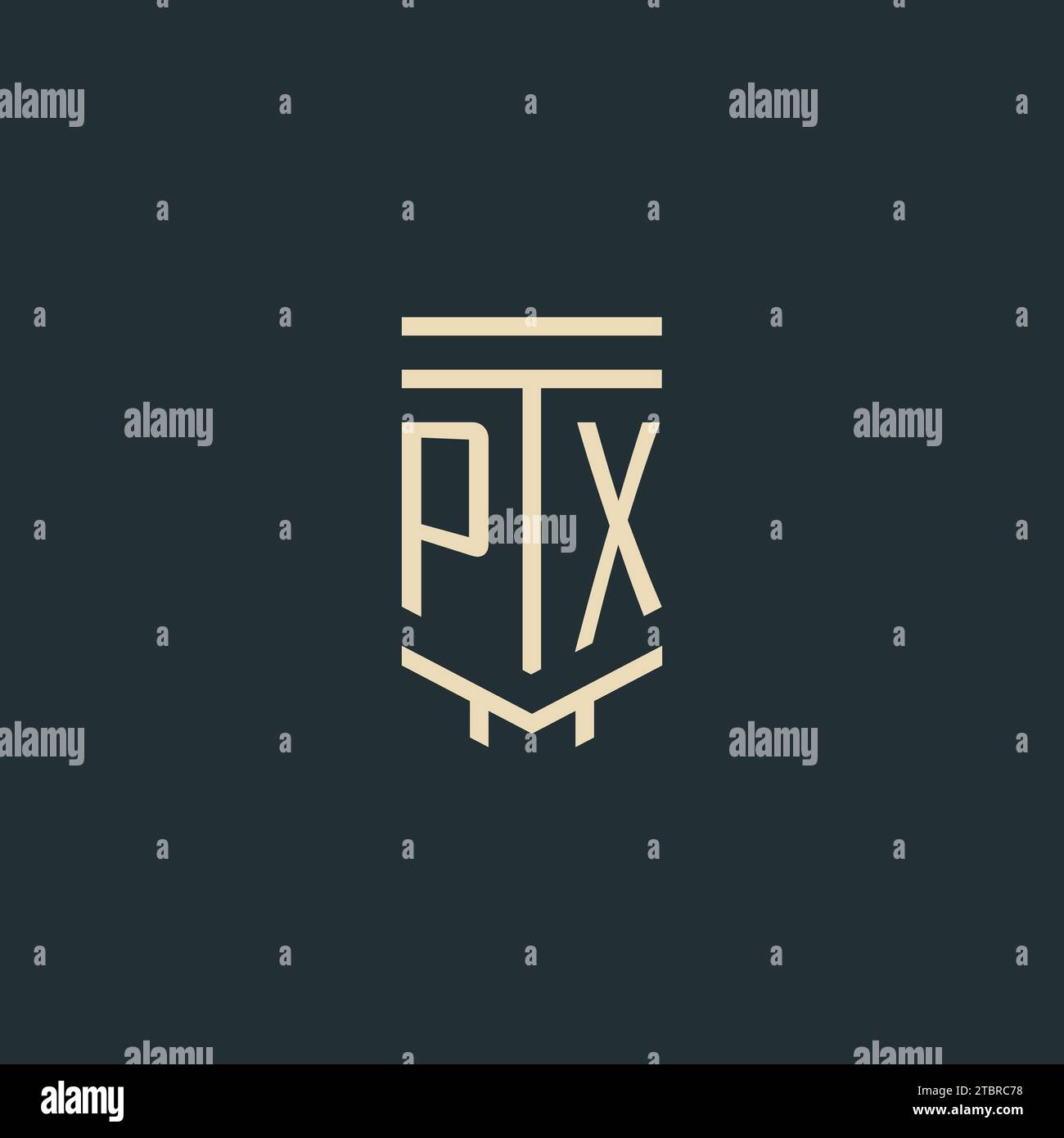 PX initial monogram with simple line art pillar logo design ideas Stock Vector