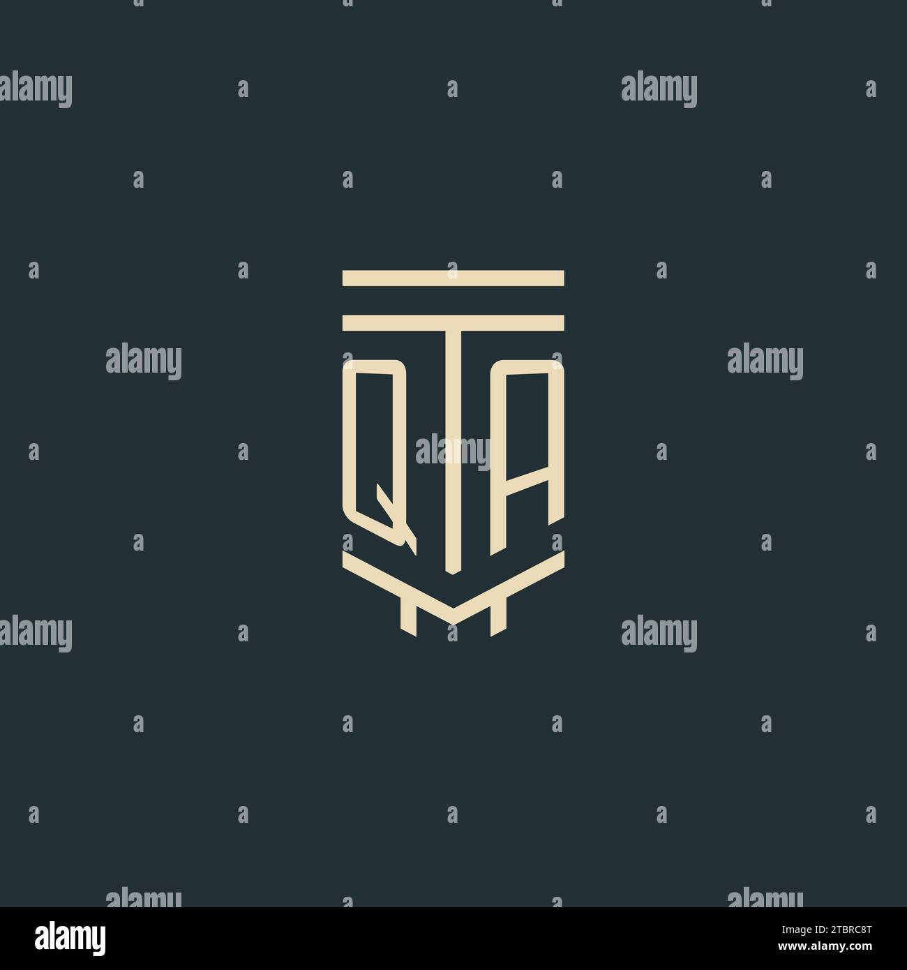 QA initial monogram with simple line art pillar logo design ideas Stock Vector