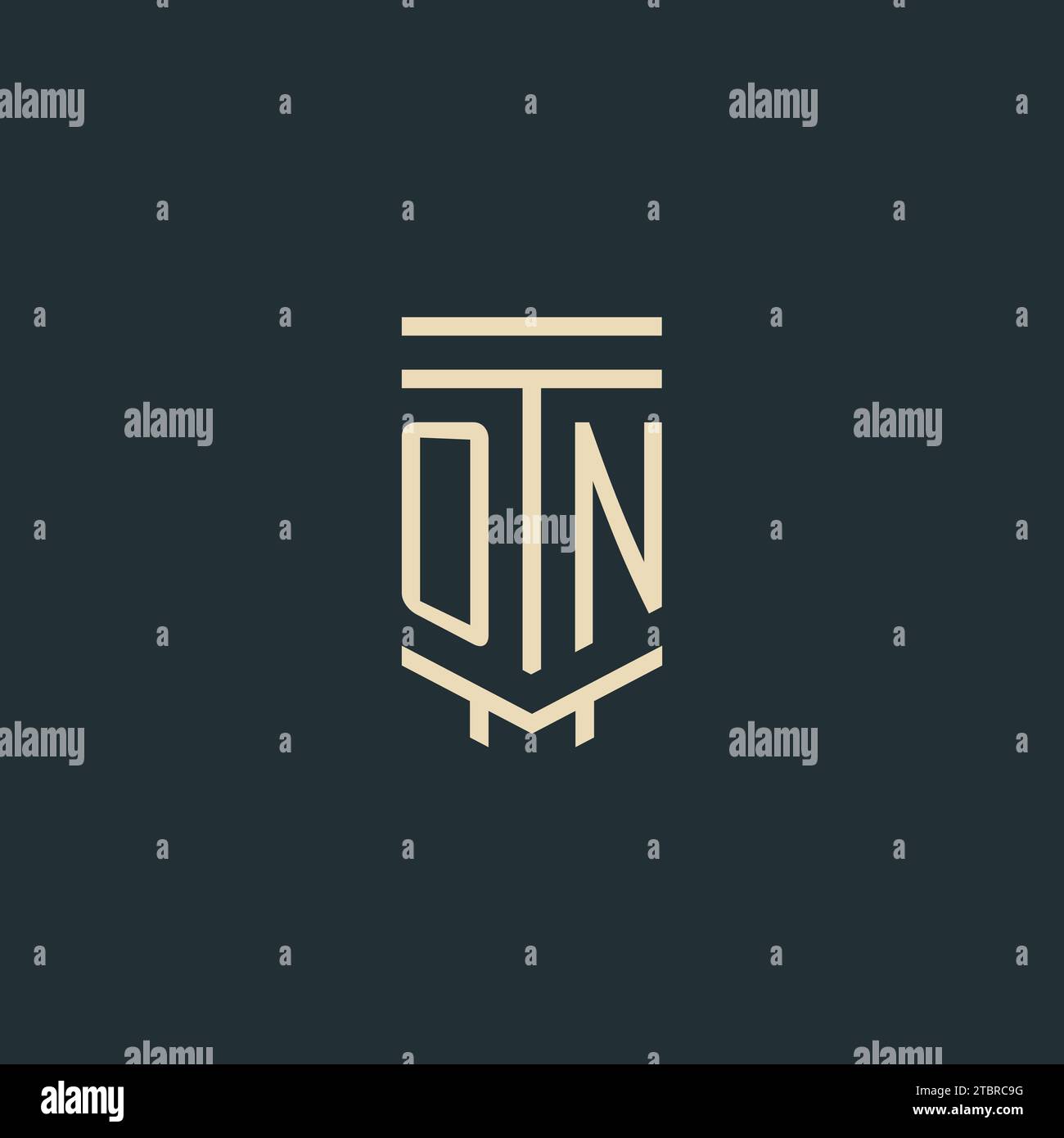 ON initial monogram with simple line art pillar logo design ideas Stock Vector
