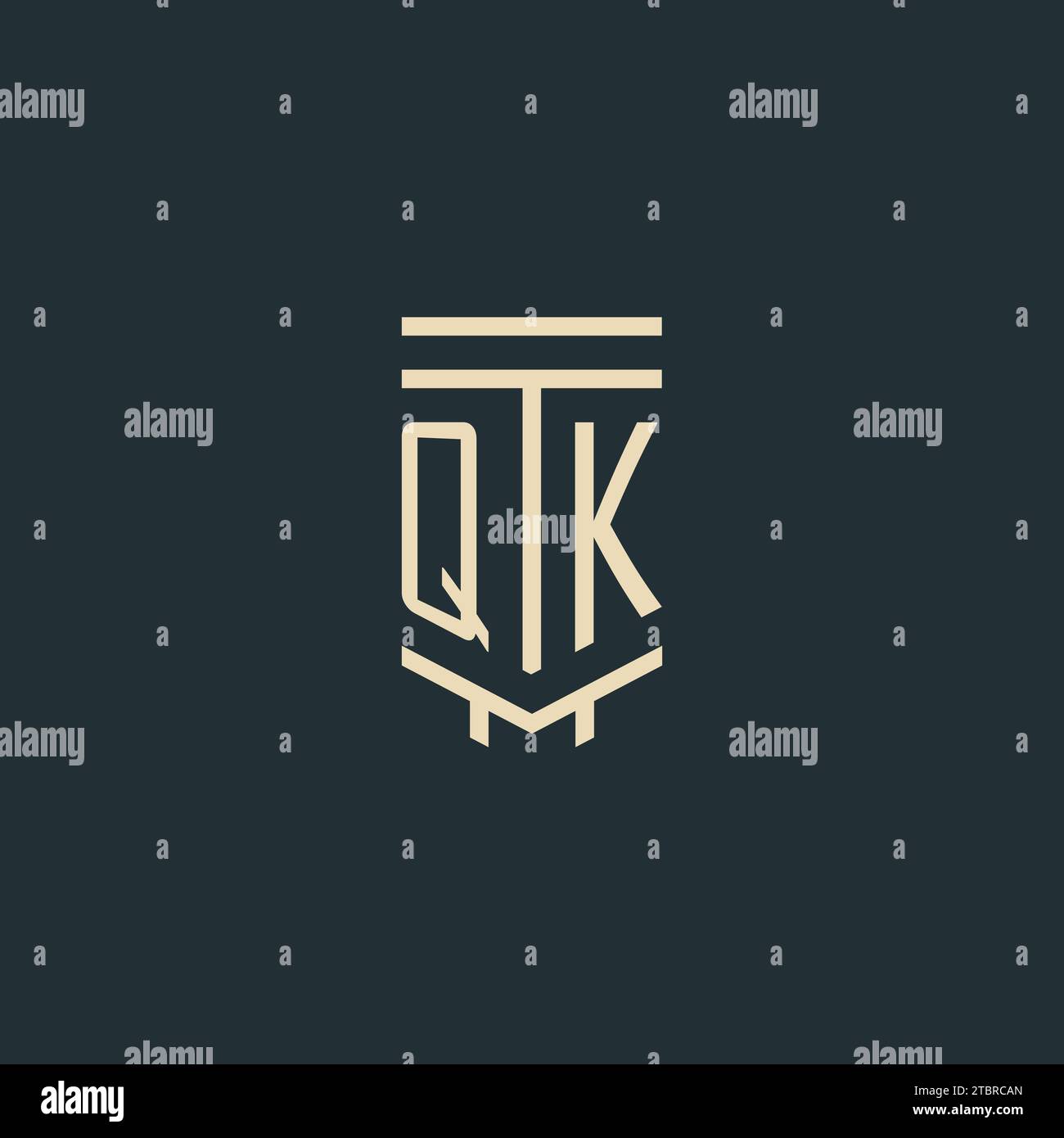 QK initial monogram with simple line art pillar logo design ideas Stock Vector