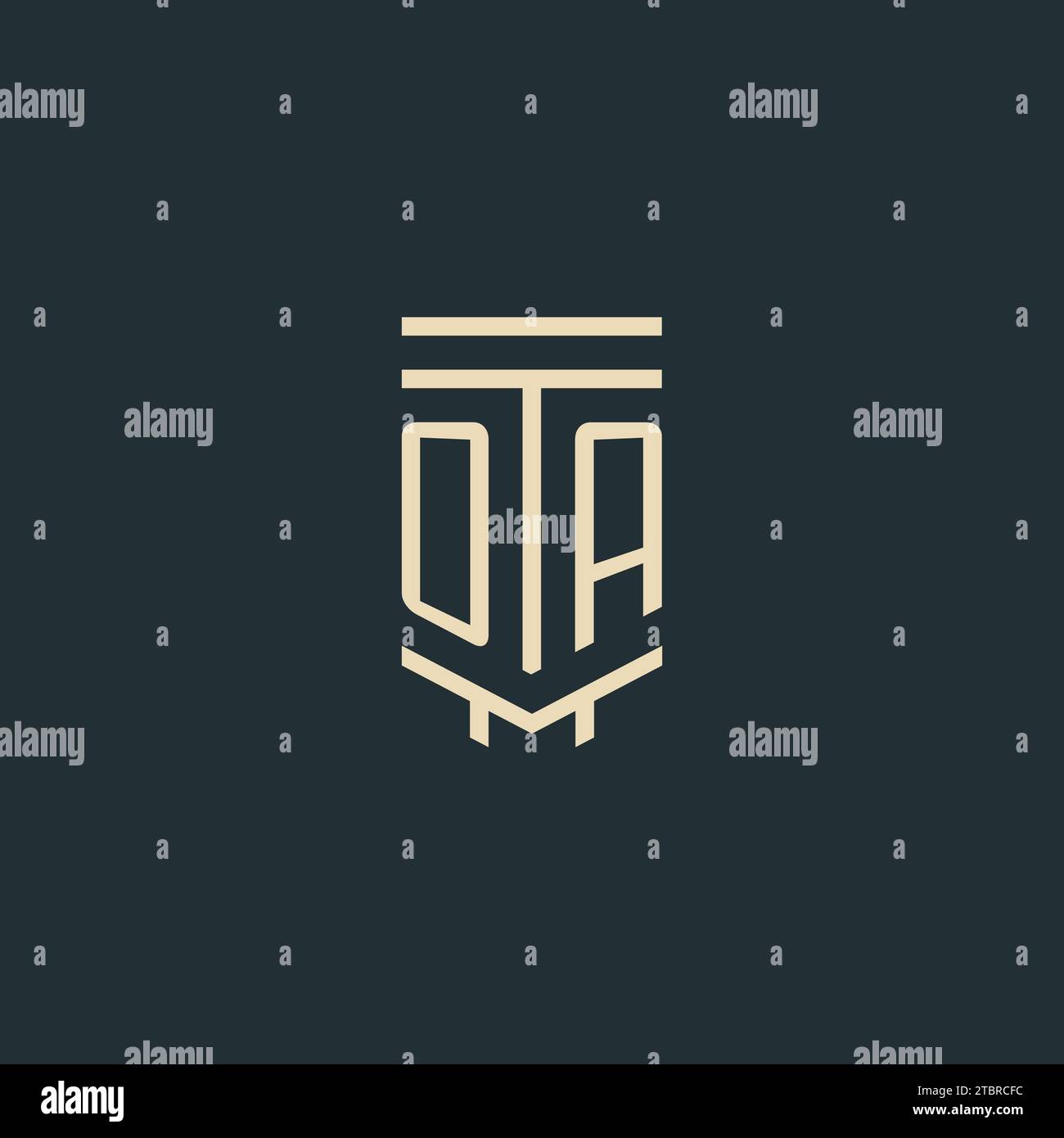 OA initial monogram with simple line art pillar logo design ideas Stock Vector