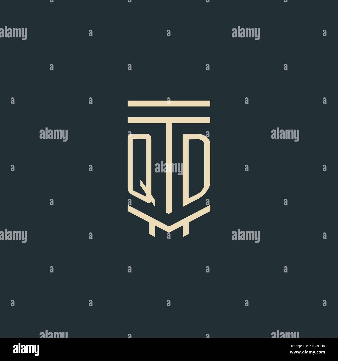 QD initial monogram with simple line art pillar logo design ideas Stock Vector