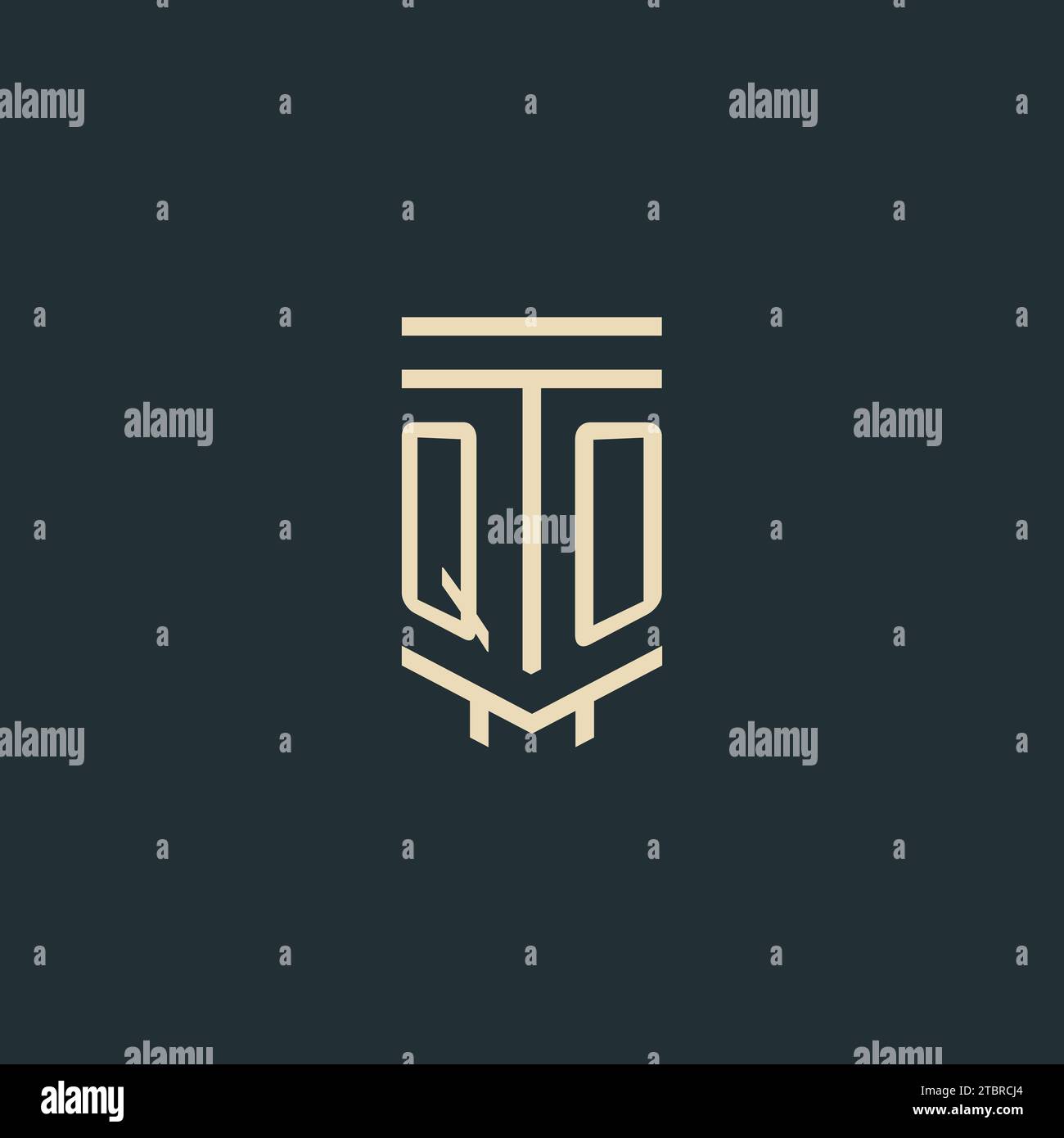 QO initial monogram with simple line art pillar logo design ideas Stock Vector