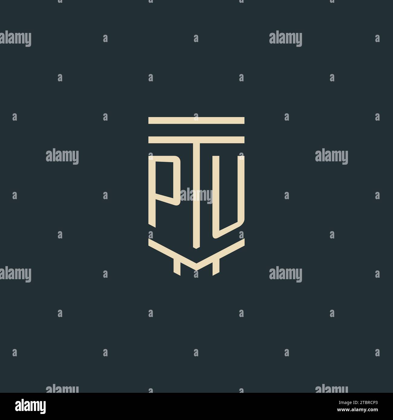 PU initial monogram with simple line art pillar logo design ideas Stock ...