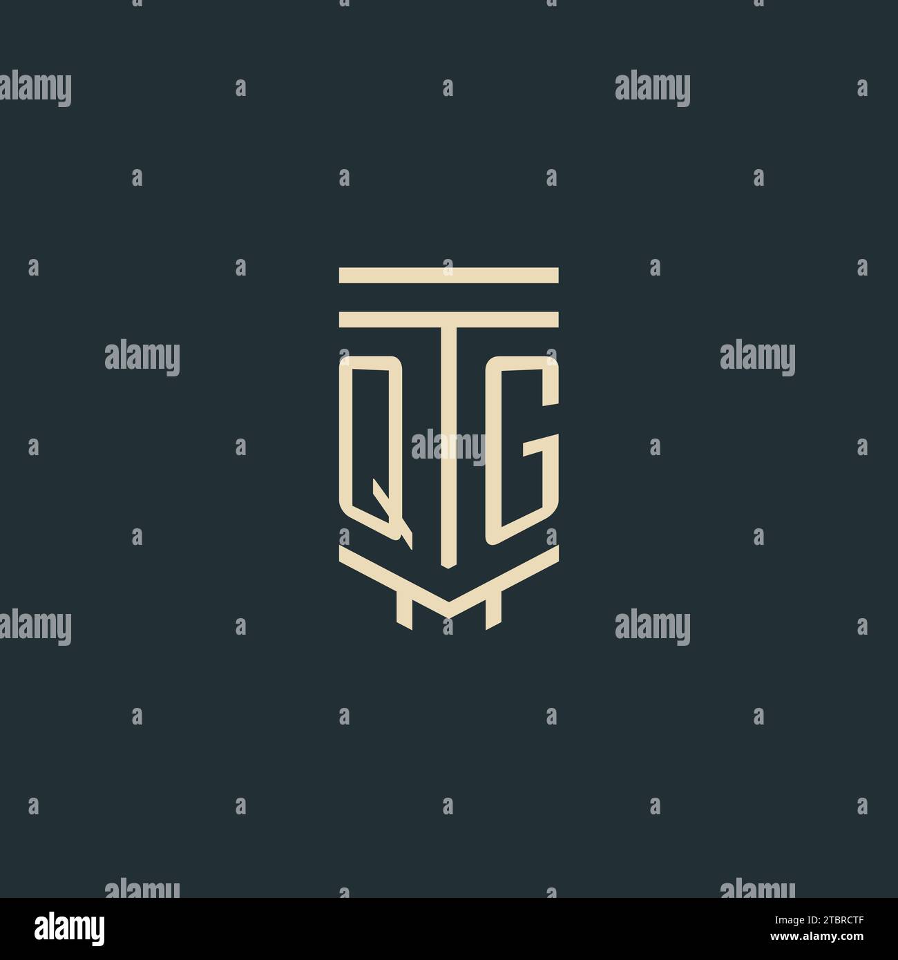 QG initial monogram with simple line art pillar logo design ideas Stock Vector