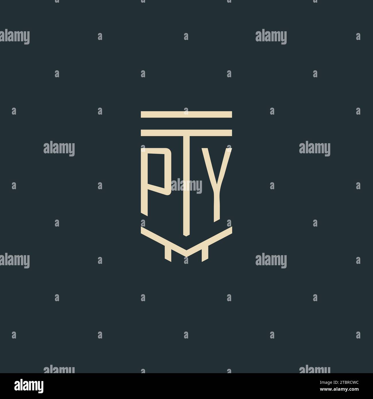 PY initial monogram with simple line art pillar logo design ideas Stock Vector