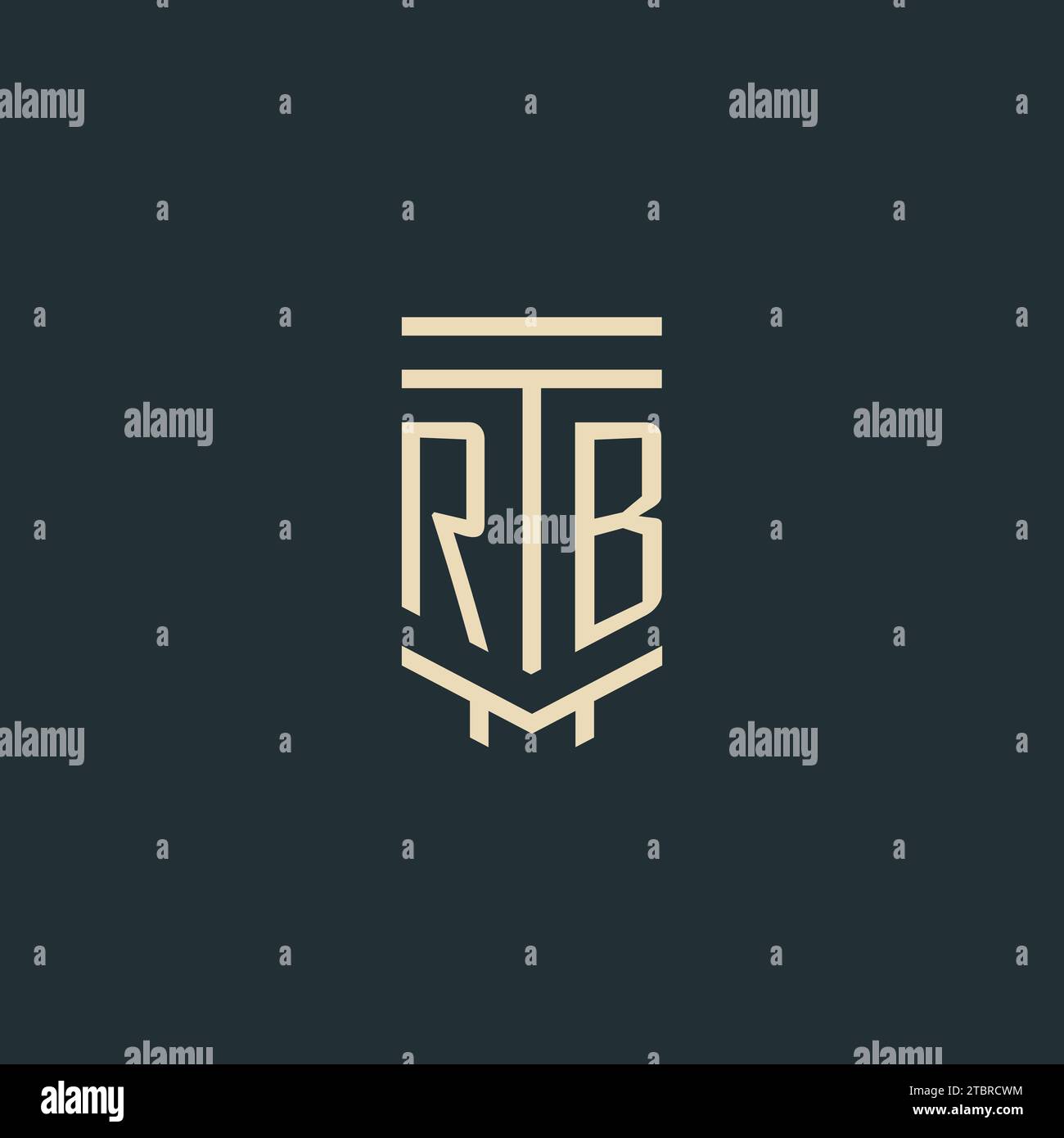 RB initial monogram with simple line art pillar logo design ideas Stock Vector