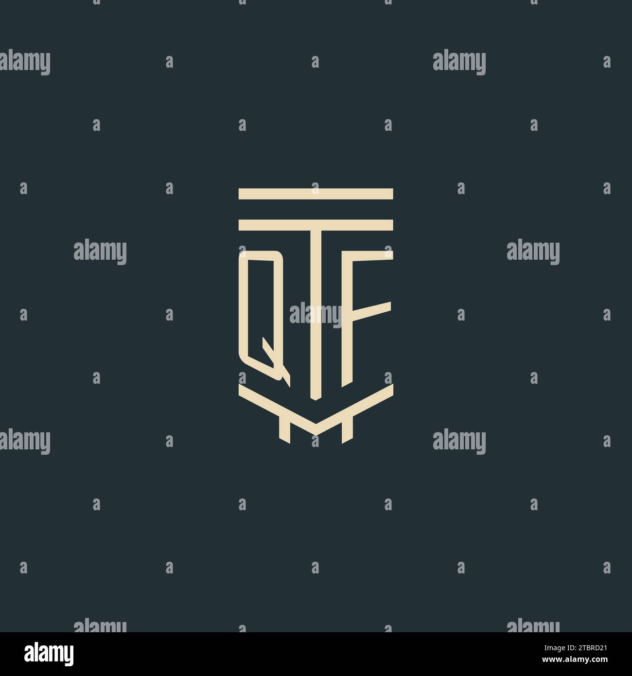 QF initial monogram with simple line art pillar logo design ideas Stock Vector