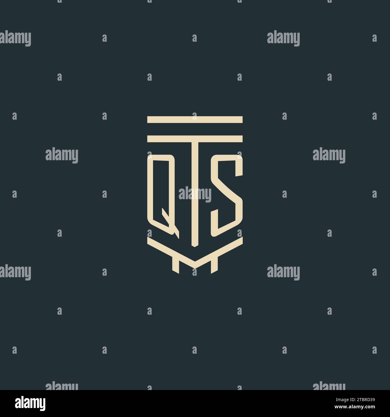 QS initial monogram with simple line art pillar logo design ideas Stock Vector
