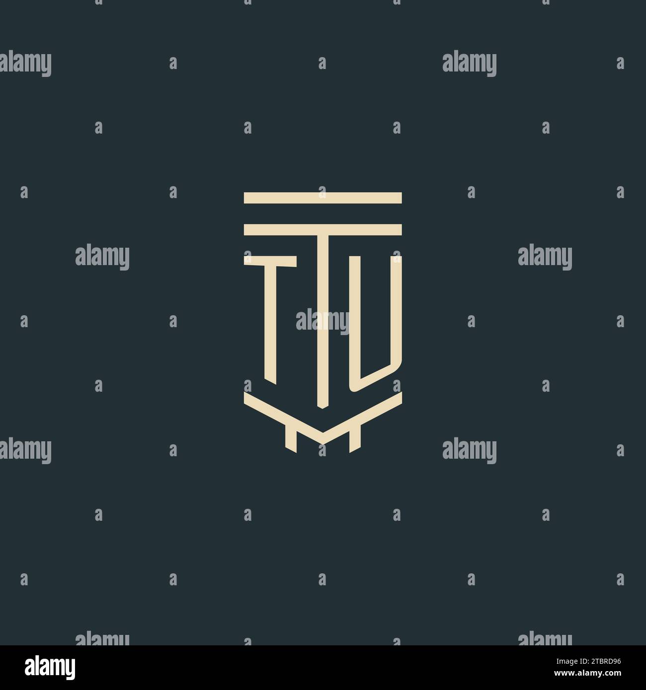TU initial monogram with simple line art pillar logo design ideas Stock Vector