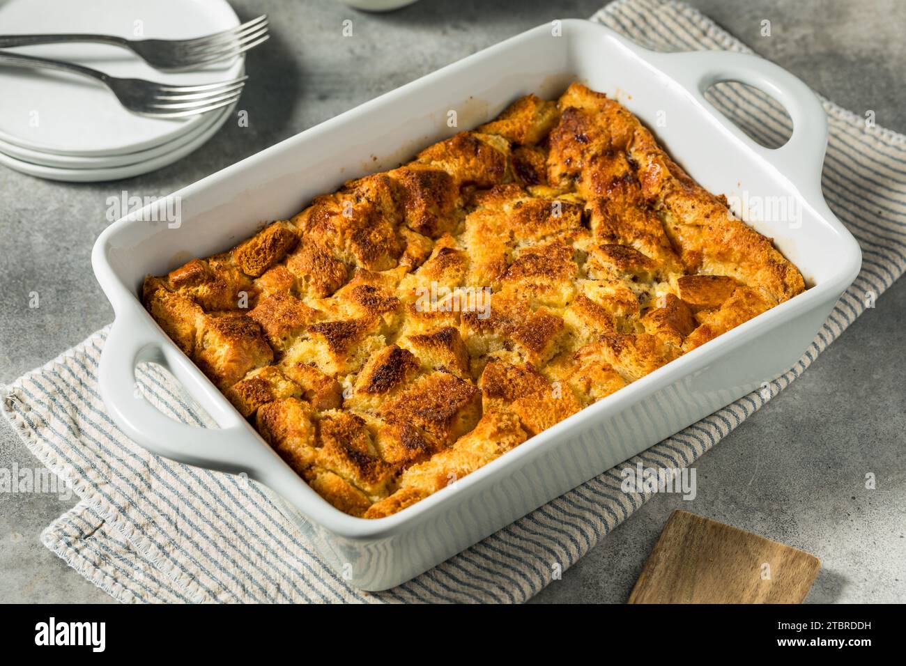 Homemade Sweet Bread Pudding Ready for Breakfast Stock Photo - Alamy