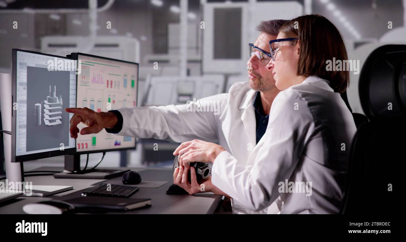 3D Engineer's Software Design and Engineering Model Development Stock Photo