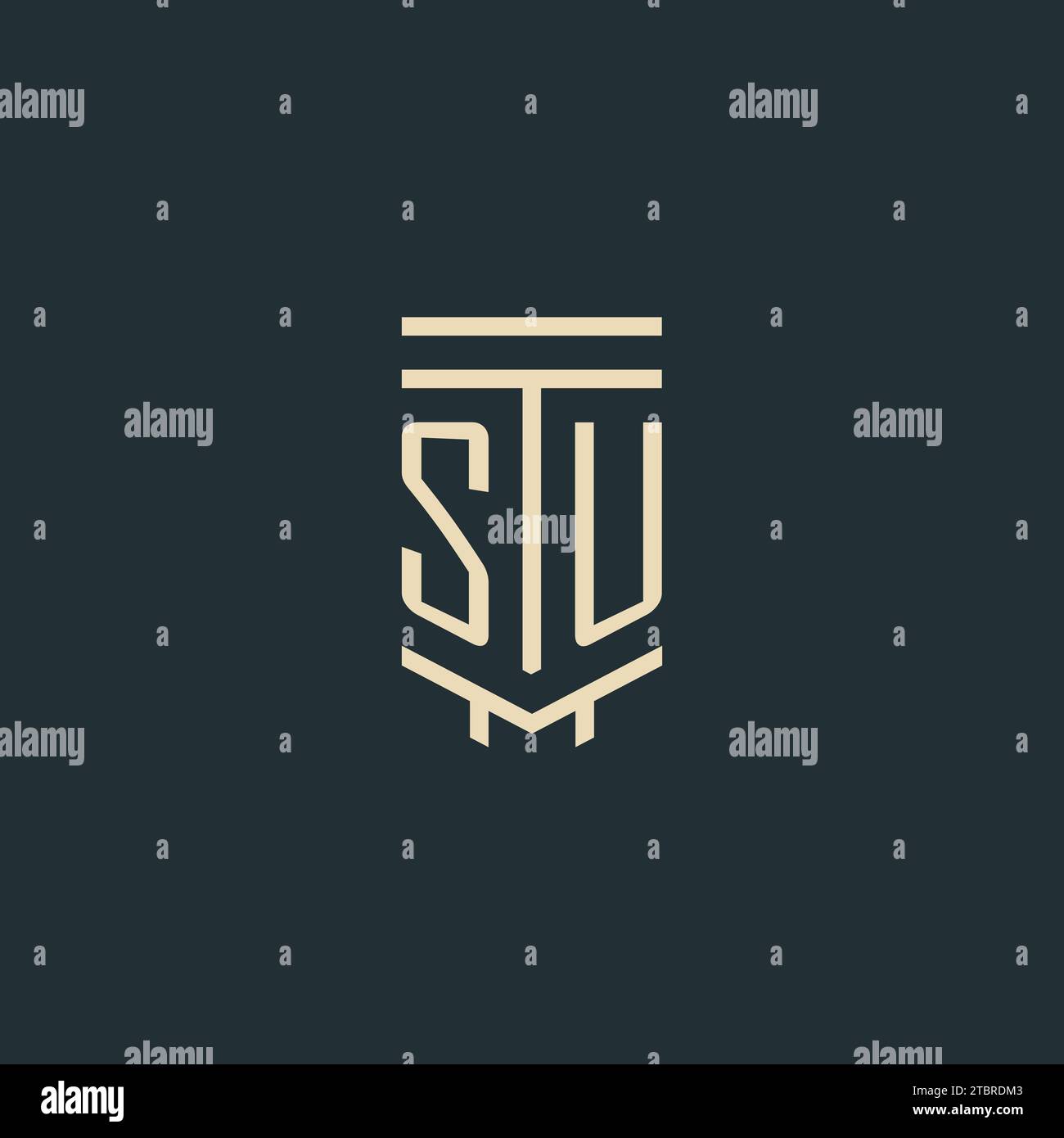 SU initial monogram with simple line art pillar logo design ideas Stock Vector