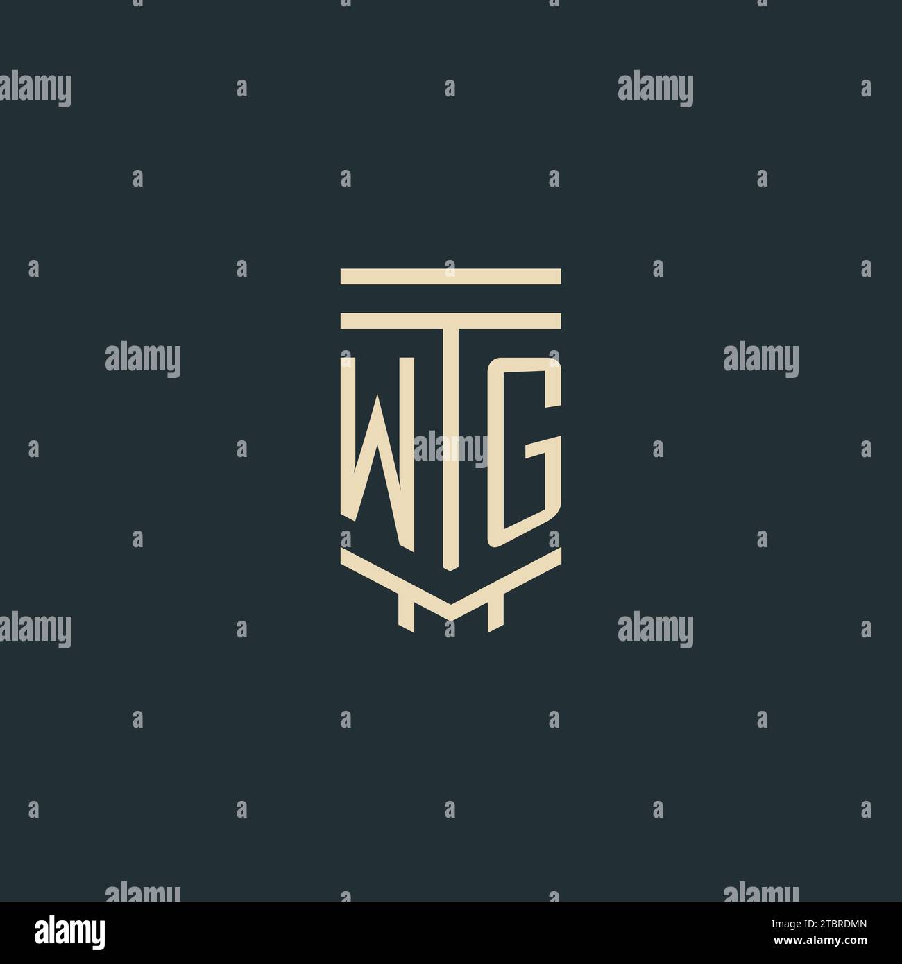 WG initial monogram with simple line art pillar logo design ideas Stock Vector