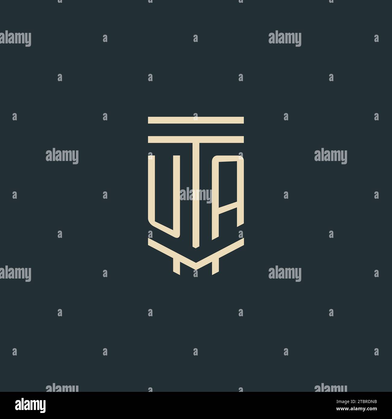 UA initial monogram with simple line art pillar logo design ideas Stock Vector