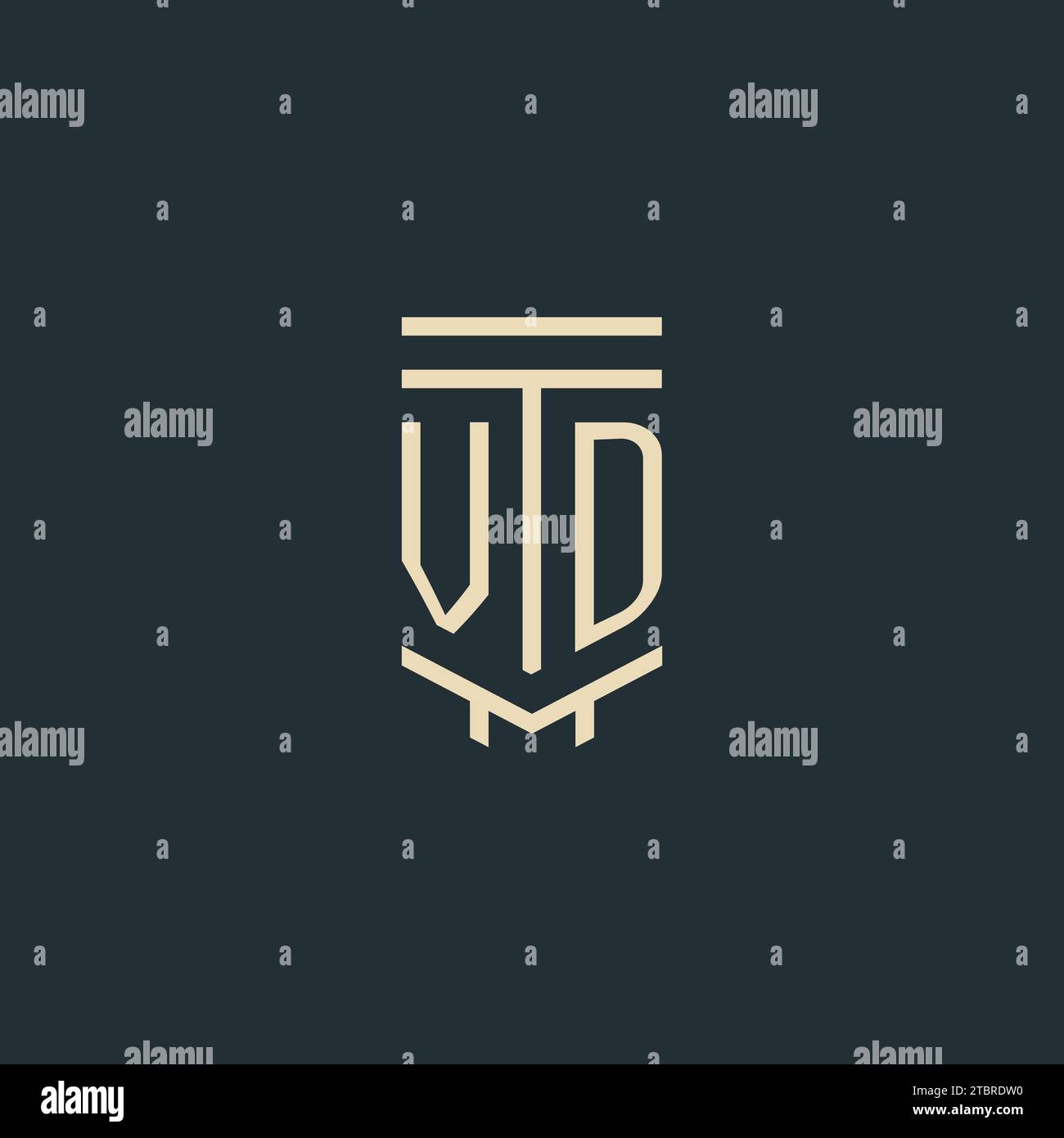 VD initial monogram with simple line art pillar logo design ideas Stock Vector