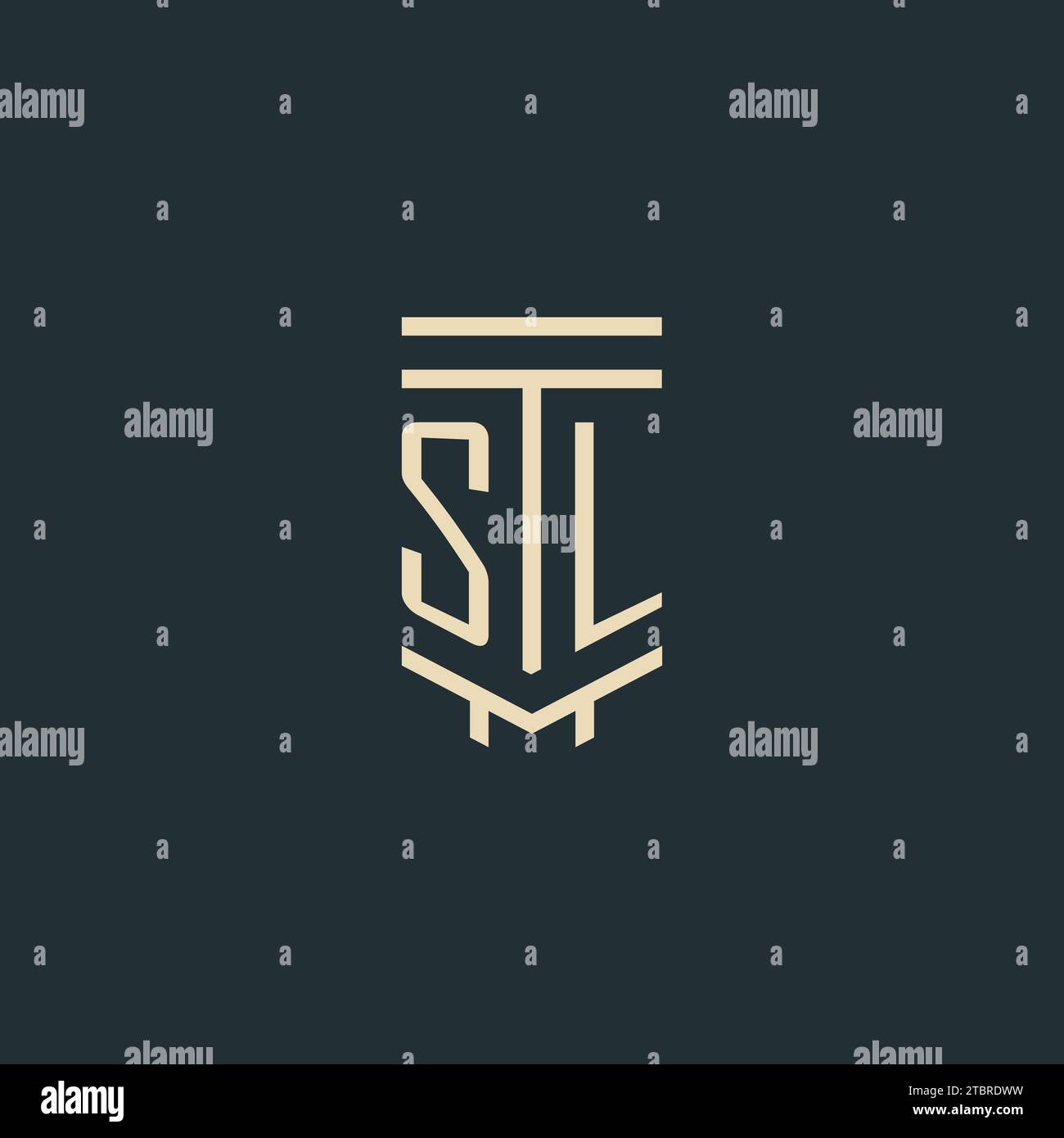 SL initial monogram with simple line art pillar logo design ideas Stock ...