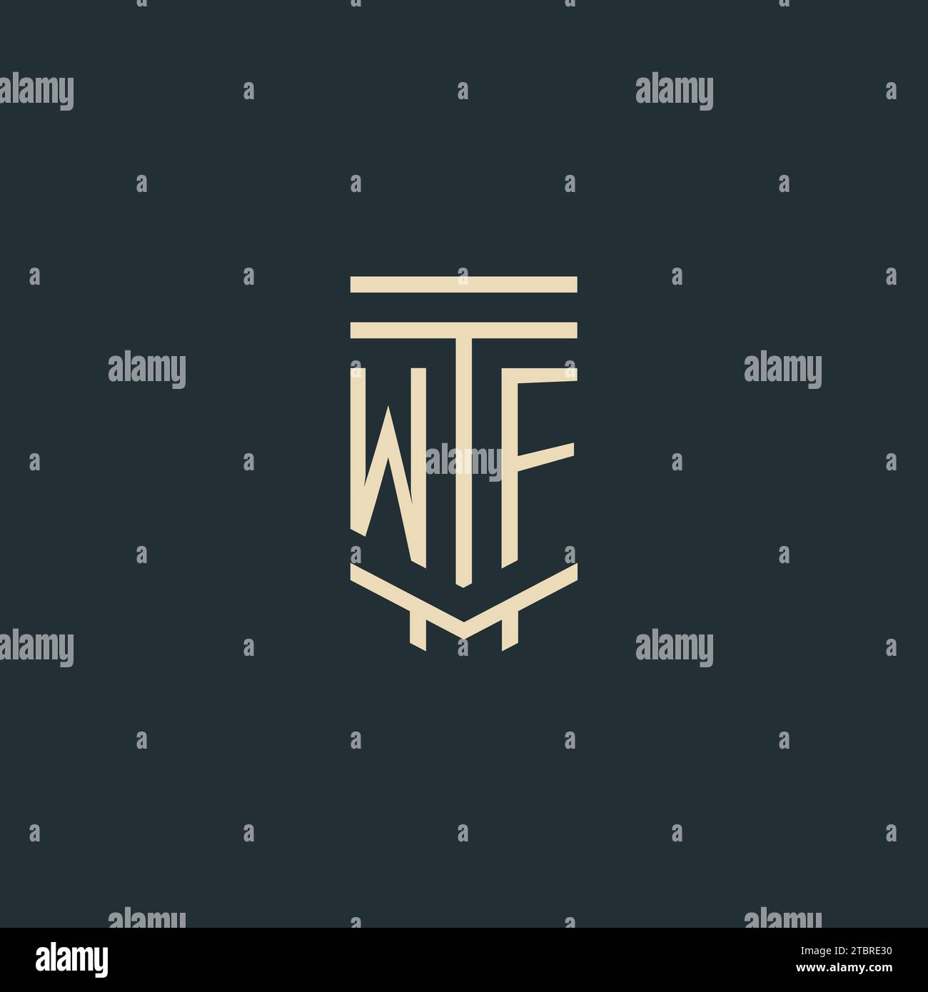 WF initial monogram with simple line art pillar logo design ideas Stock Vector
