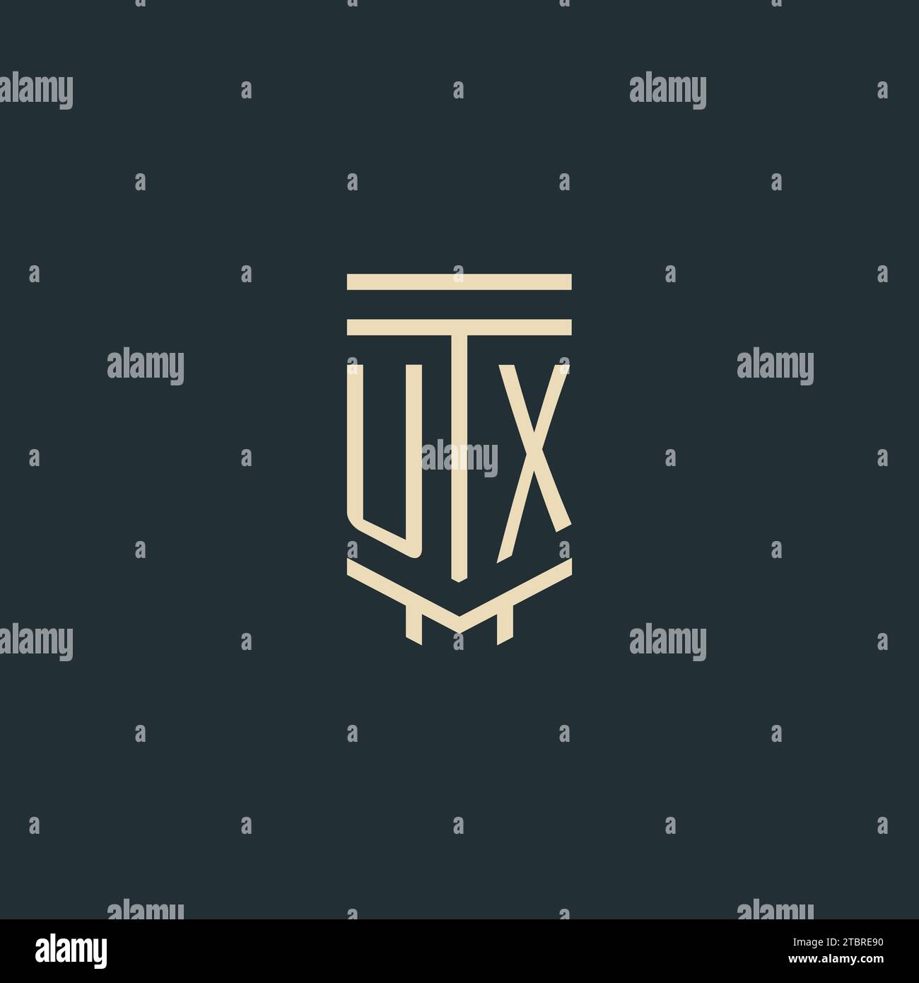 UX initial monogram with simple line art pillar logo design ideas Stock Vector