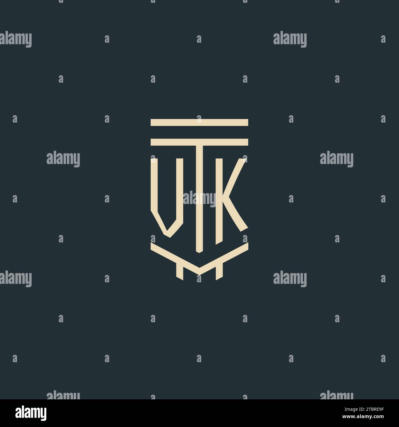 VK initial monogram with simple line art pillar logo design ideas Stock Vector