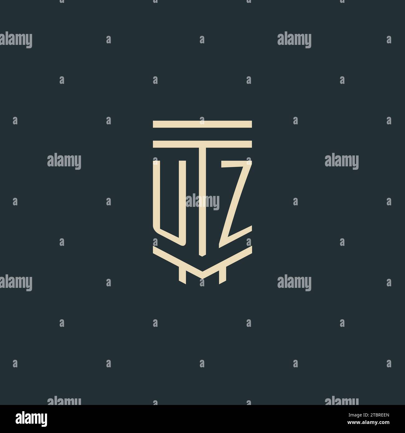 UZ initial monogram with simple line art pillar logo design ideas Stock Vector