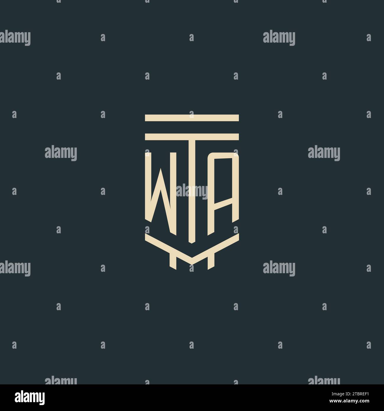 WA initial monogram with simple line art pillar logo design ideas Stock Vector