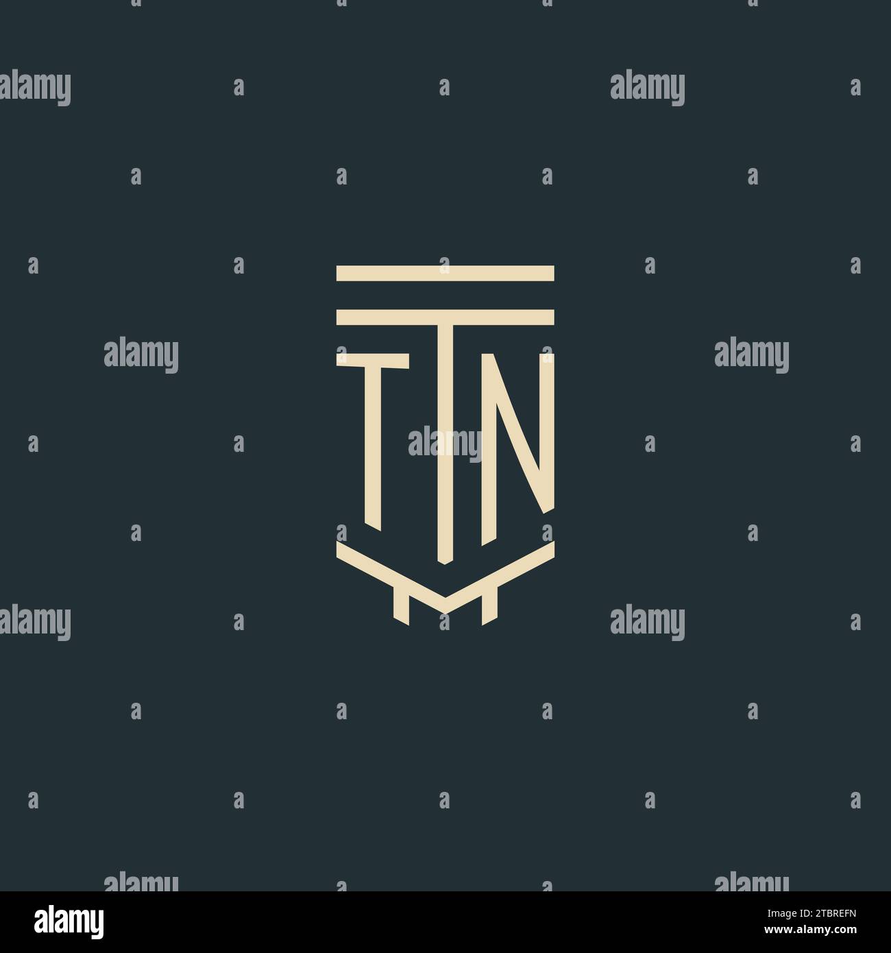 TN initial monogram with simple line art pillar logo design ideas Stock Vector