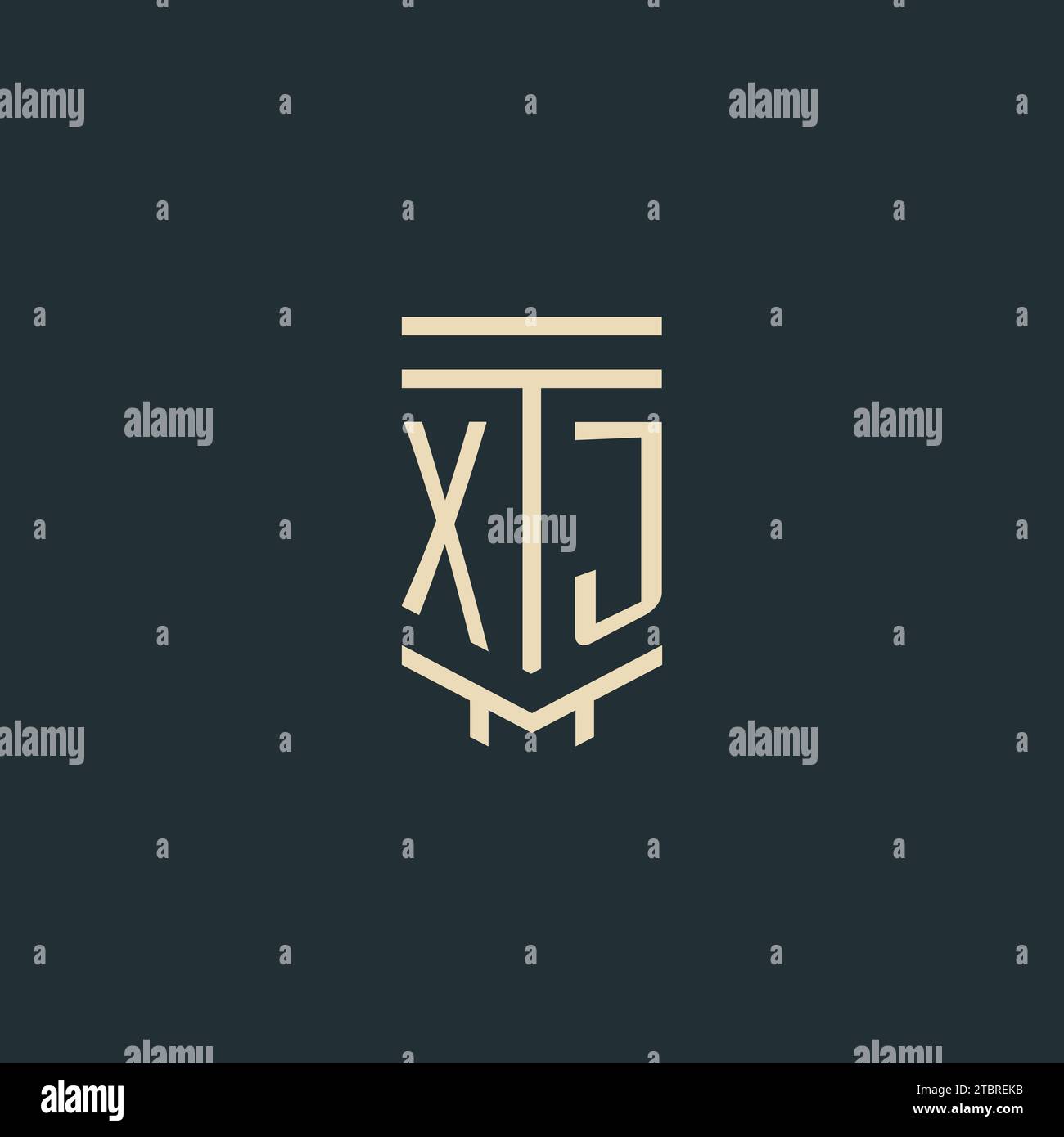 XJ initial monogram with simple line art pillar logo design ideas Stock Vector
