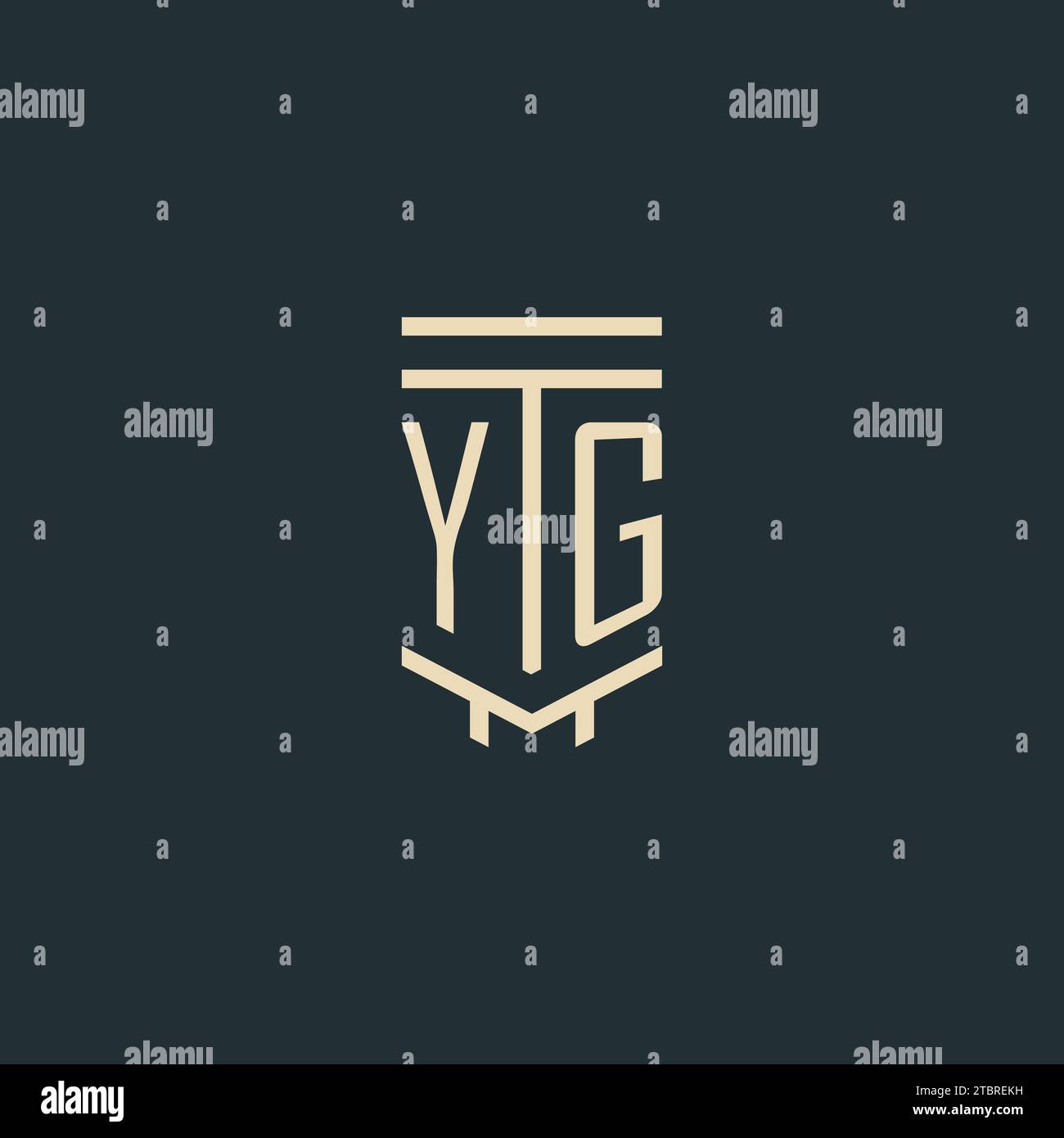YG initial monogram with simple line art pillar logo design ideas Stock Vector