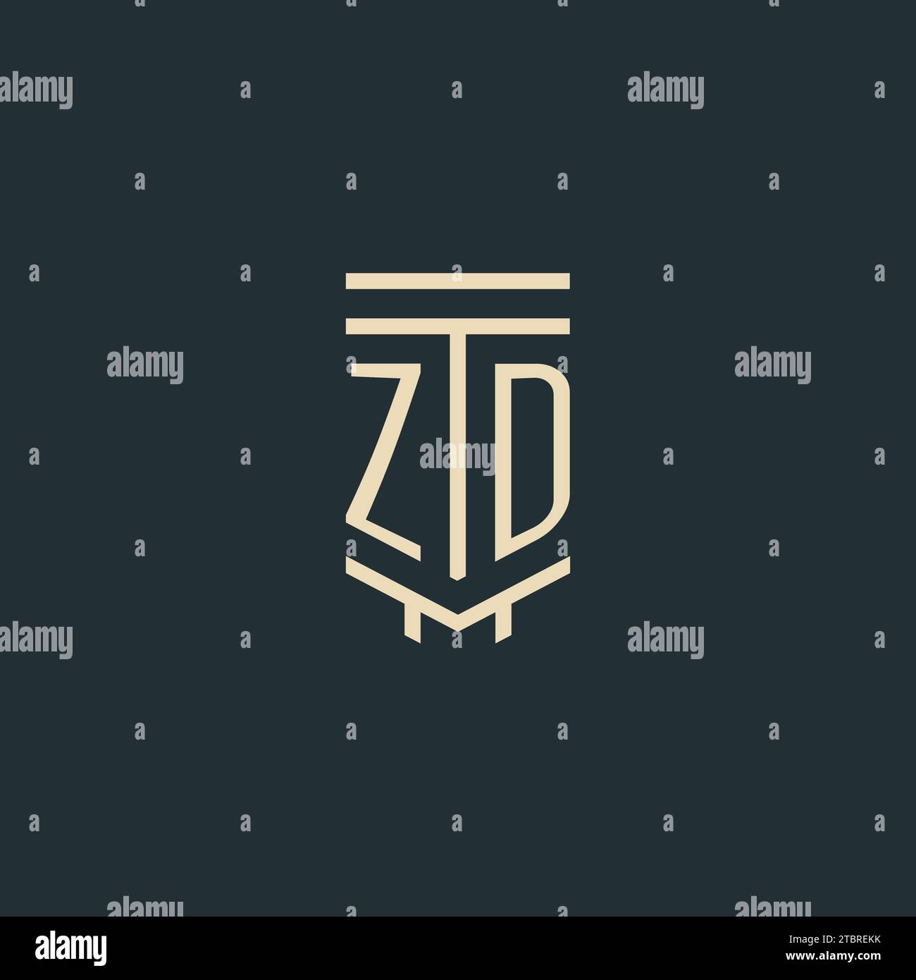 ZD initial monogram with simple line art pillar logo design ideas Stock ...