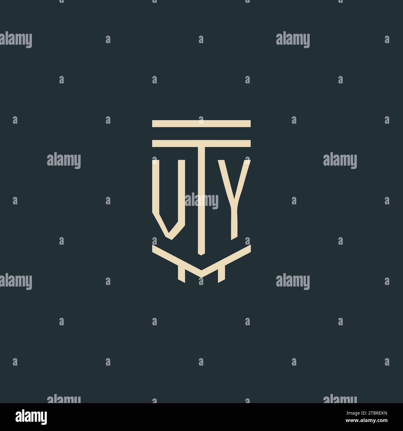 VY initial monogram with simple line art pillar logo design ideas Stock Vector