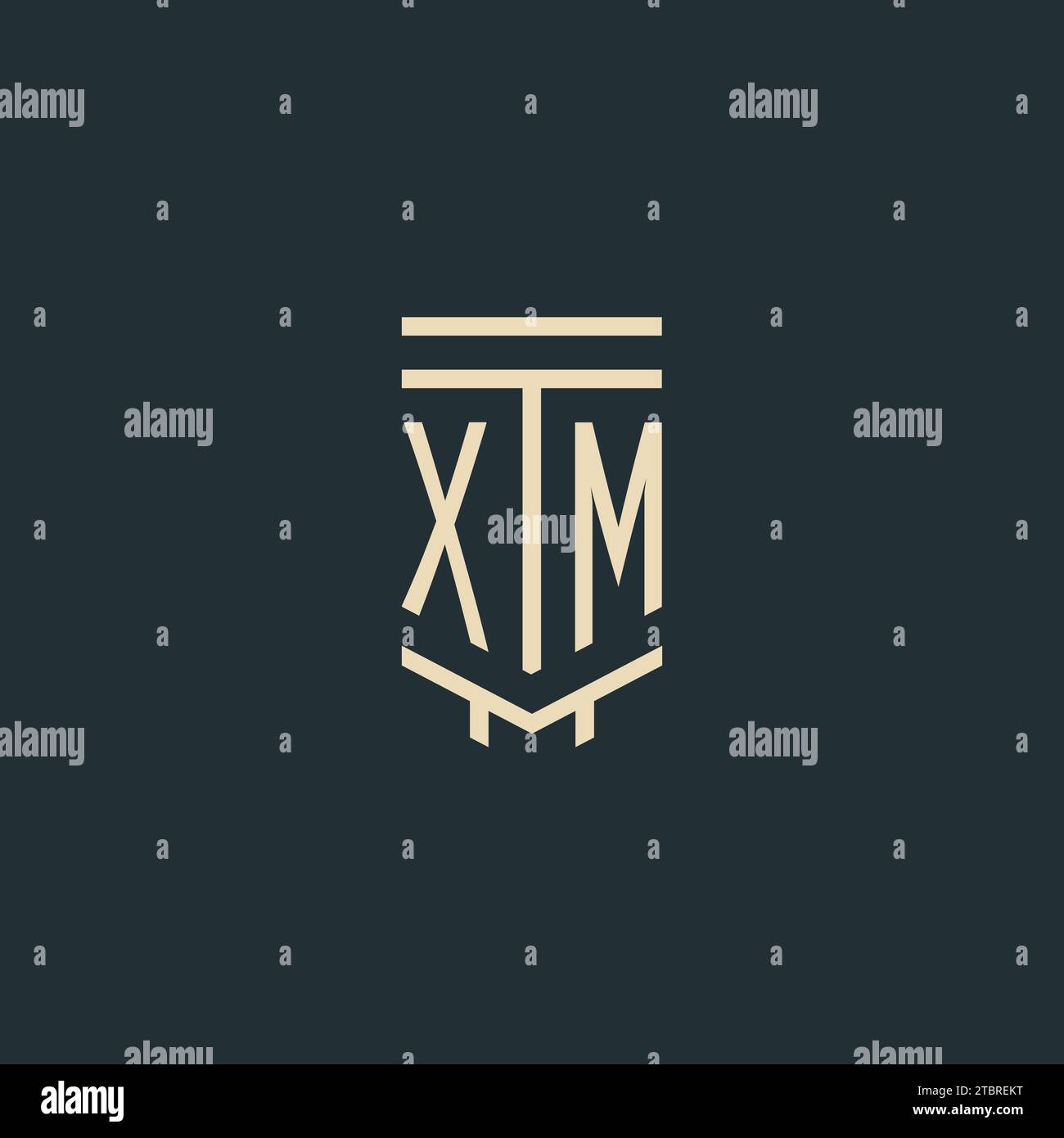 XM initial monogram with simple line art pillar logo design ideas Stock Vector