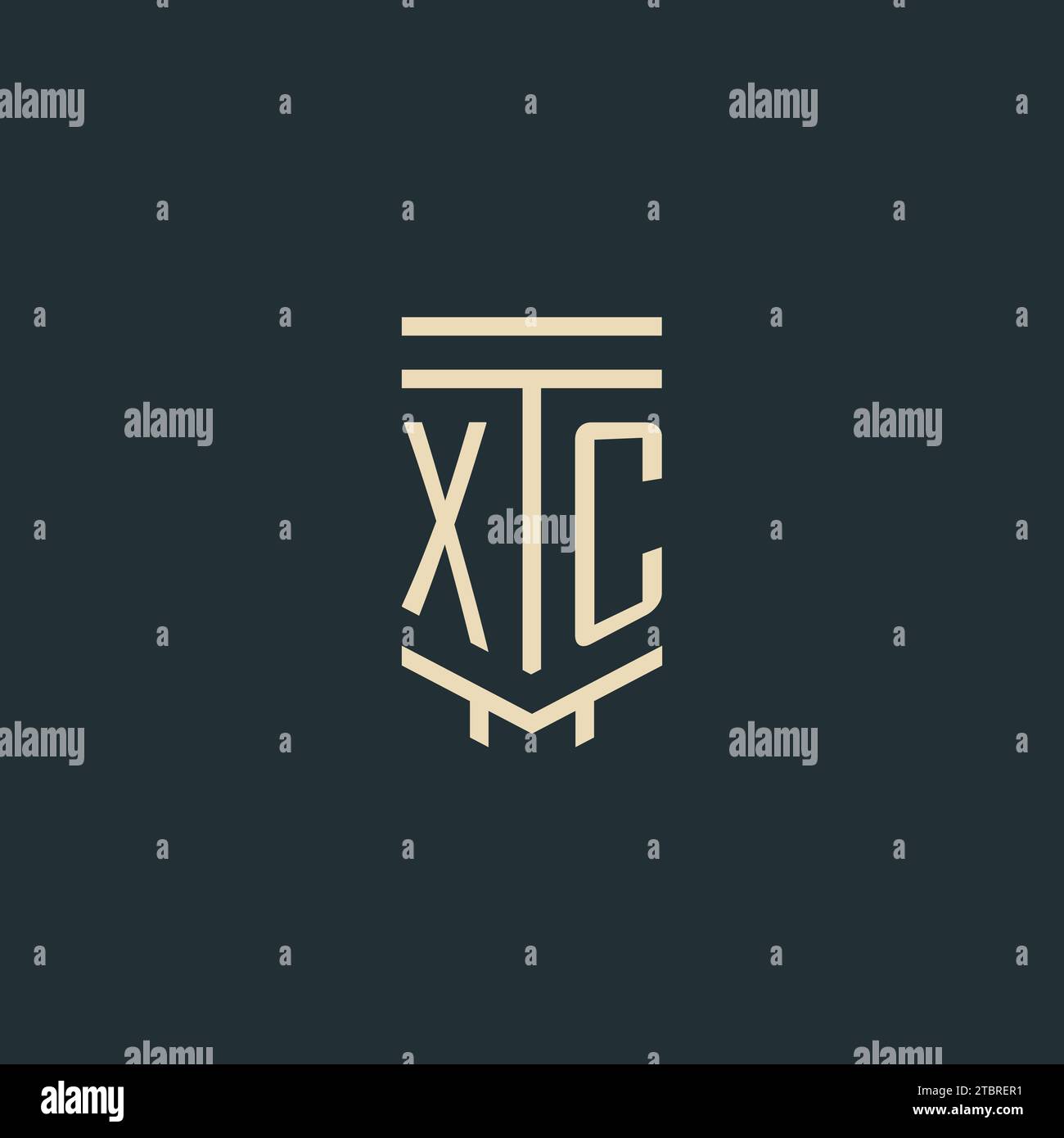 XC initial monogram with simple line art pillar logo design ideas Stock Vector