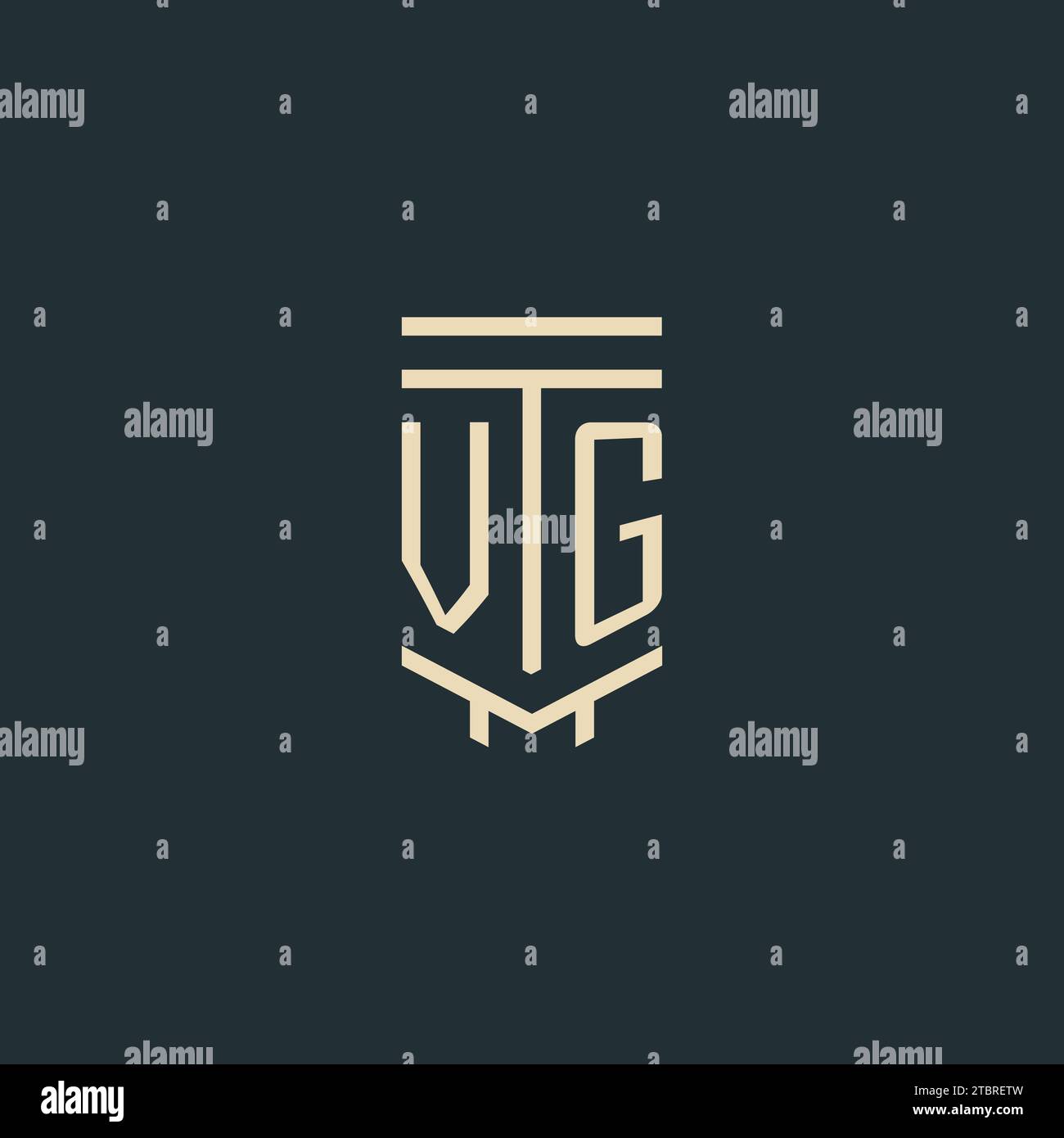 VG initial monogram with simple line art pillar logo design ideas Stock Vector
