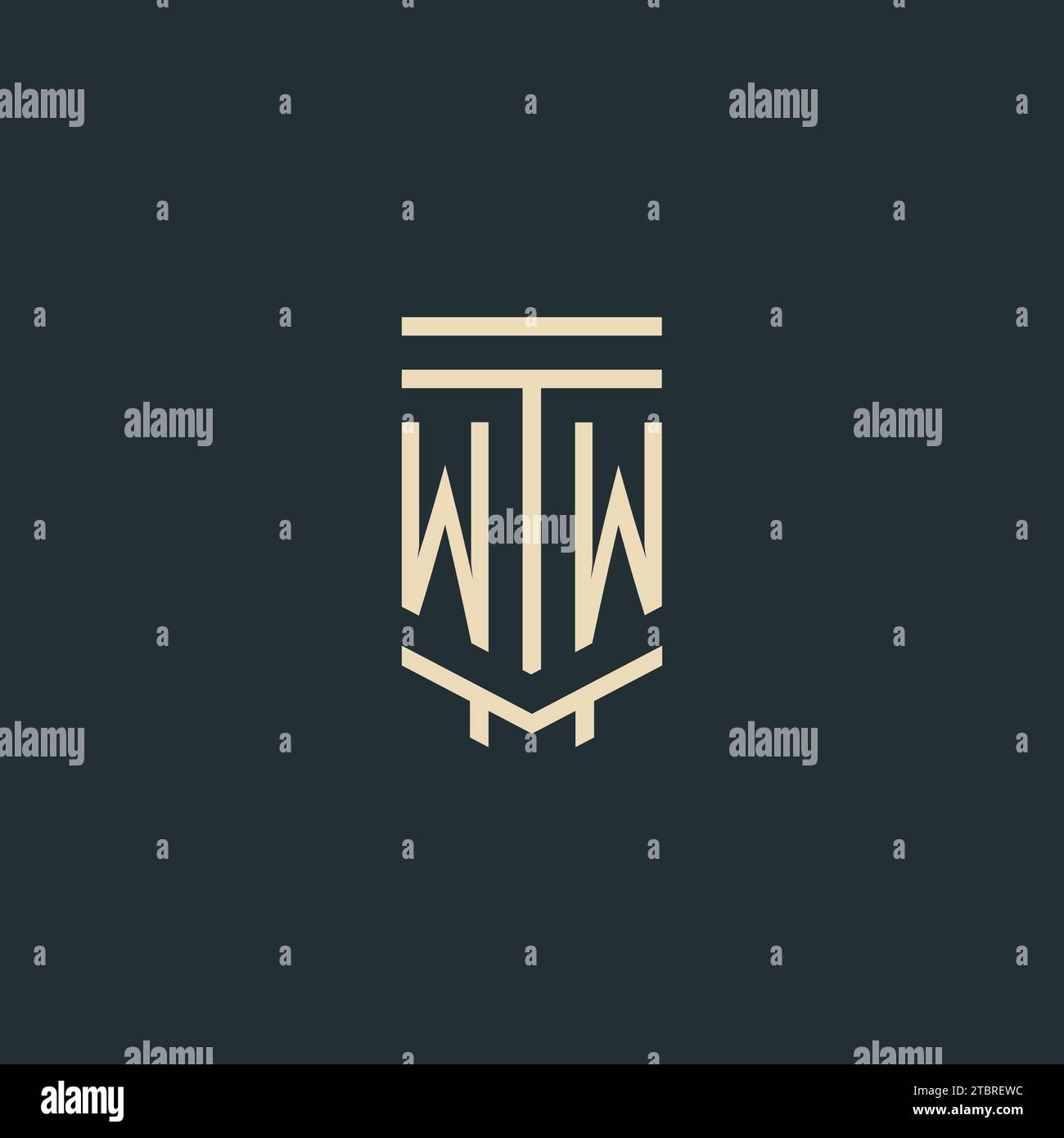 WW initial monogram with simple line art pillar logo design ideas Stock ...