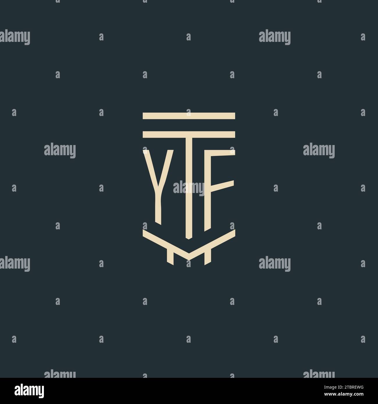 YF initial monogram with simple line art pillar logo design ideas Stock Vector
